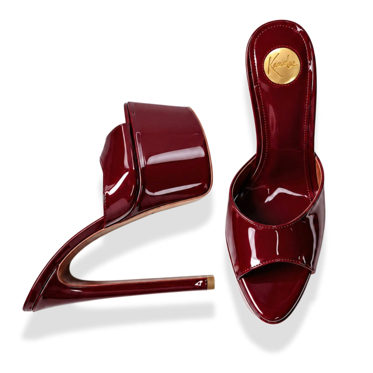 Cherry Lacquer Platform 180mm heel Mules - Kandee