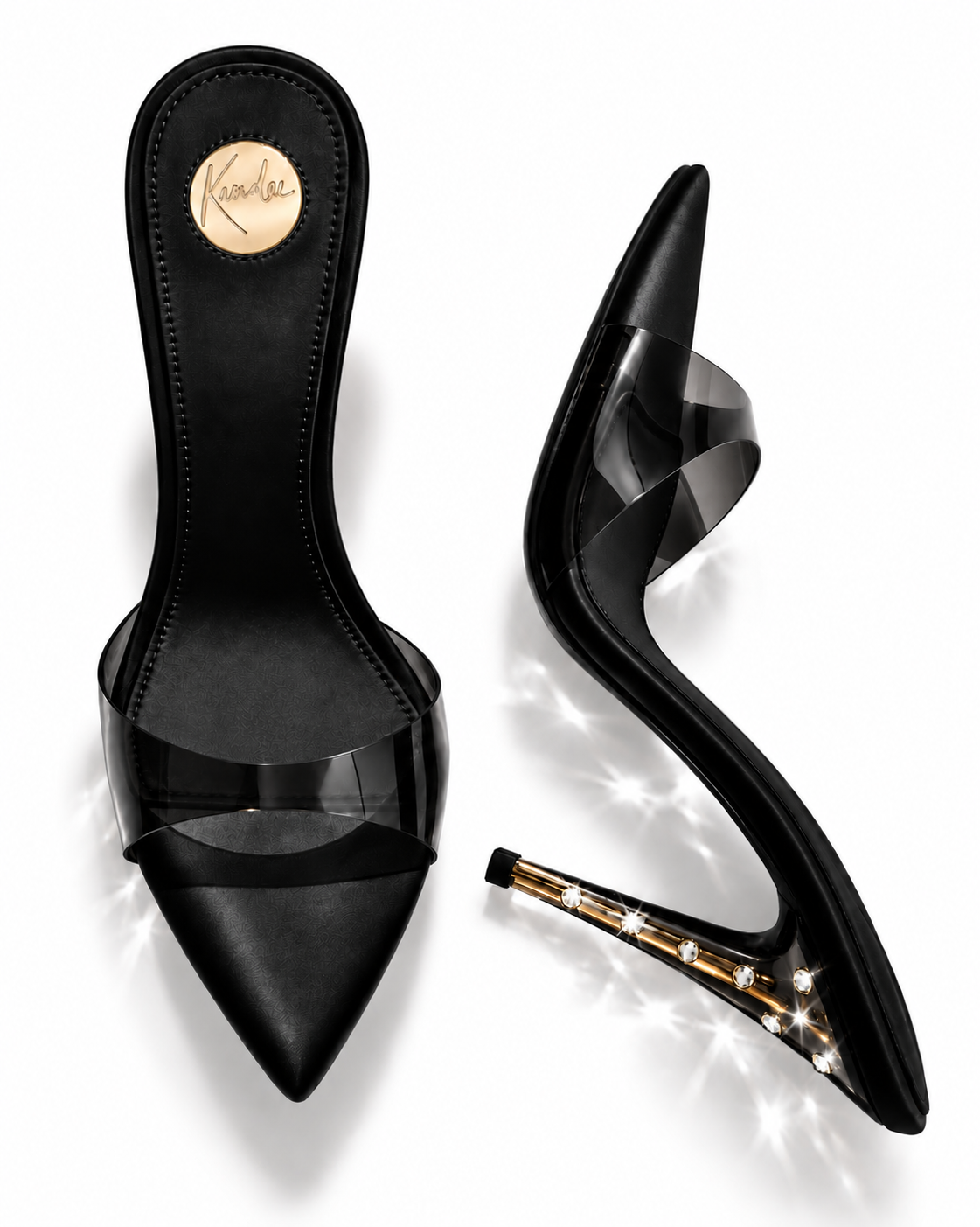 Black Translucent with crystal Plexiglas Heel