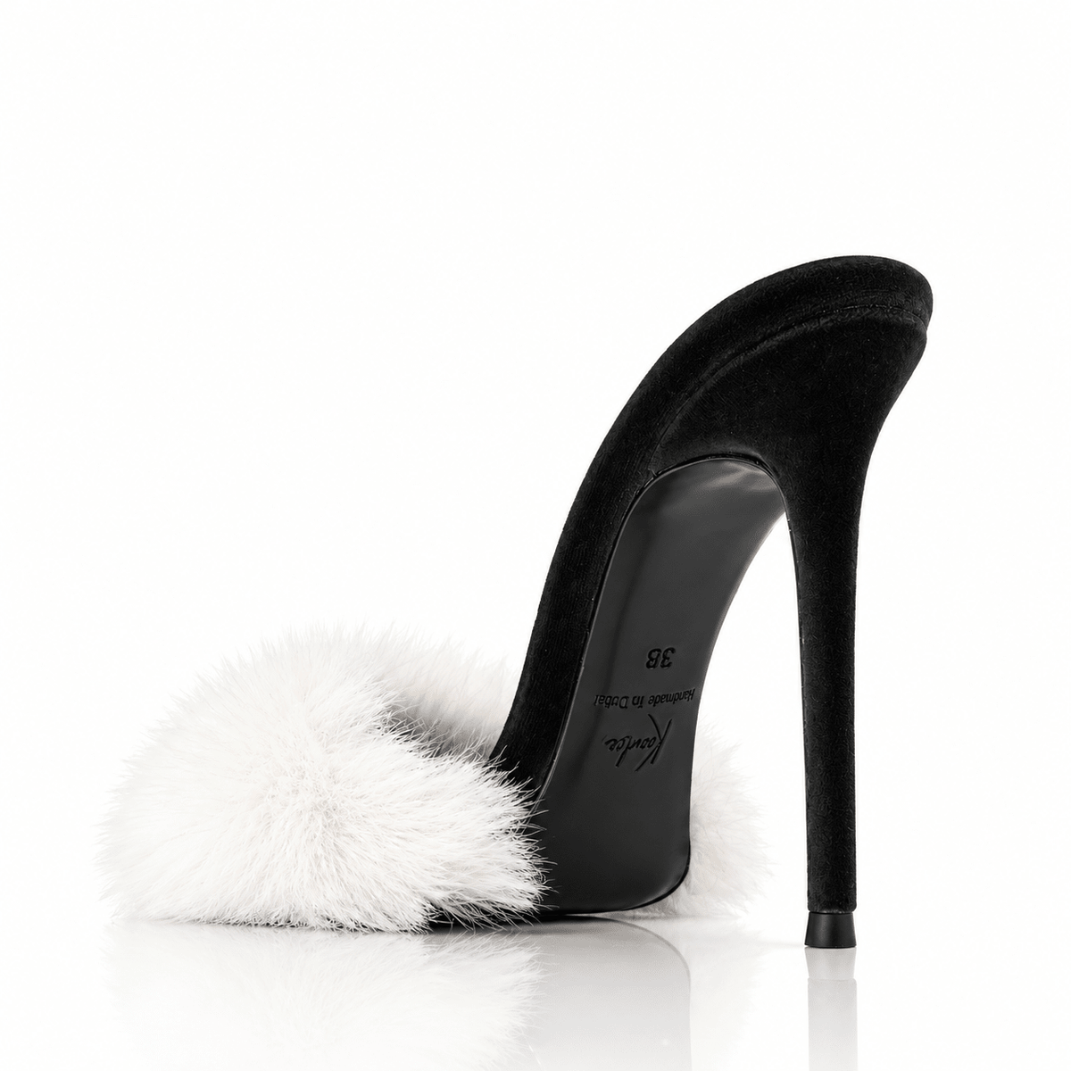 Black Velvet White Mink Mules * As Seen On Sabrina Carpenter - Kandee