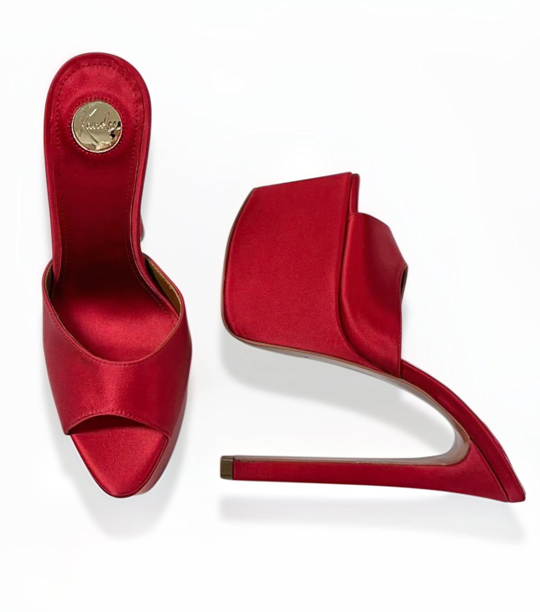 Cherry Red Silk 180mm heel Mules *As seen on Sabrina Carpenter - Kandee