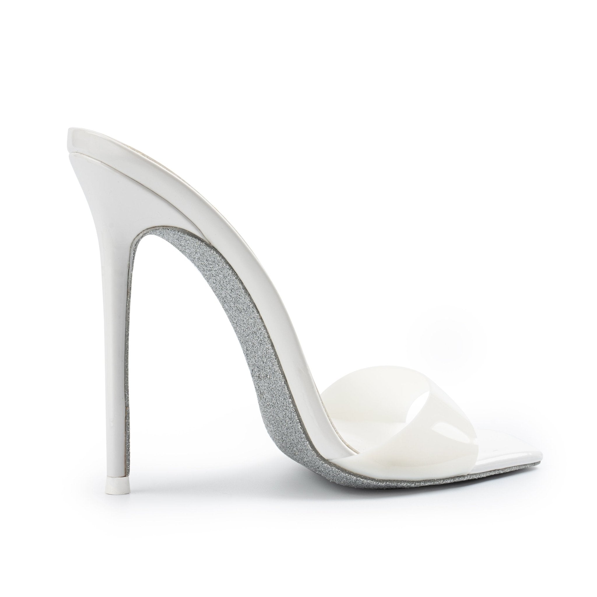Blanco Patent Leather White PVC Mules - Kandee
