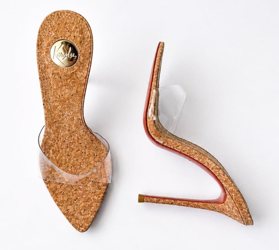 Cork transparent PVC Mules - Kandee