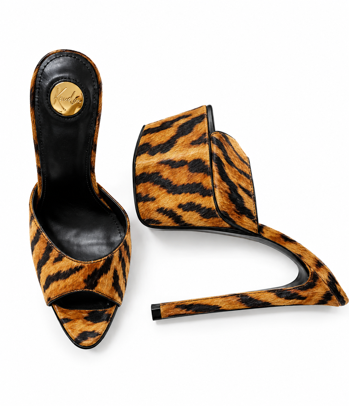 Savage Tiger print Calf Hair 180mm heel Mules