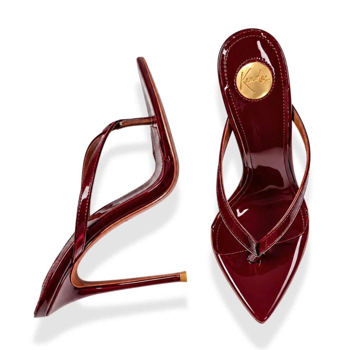 Cherry Lacquer Thong Sandals - Kandee