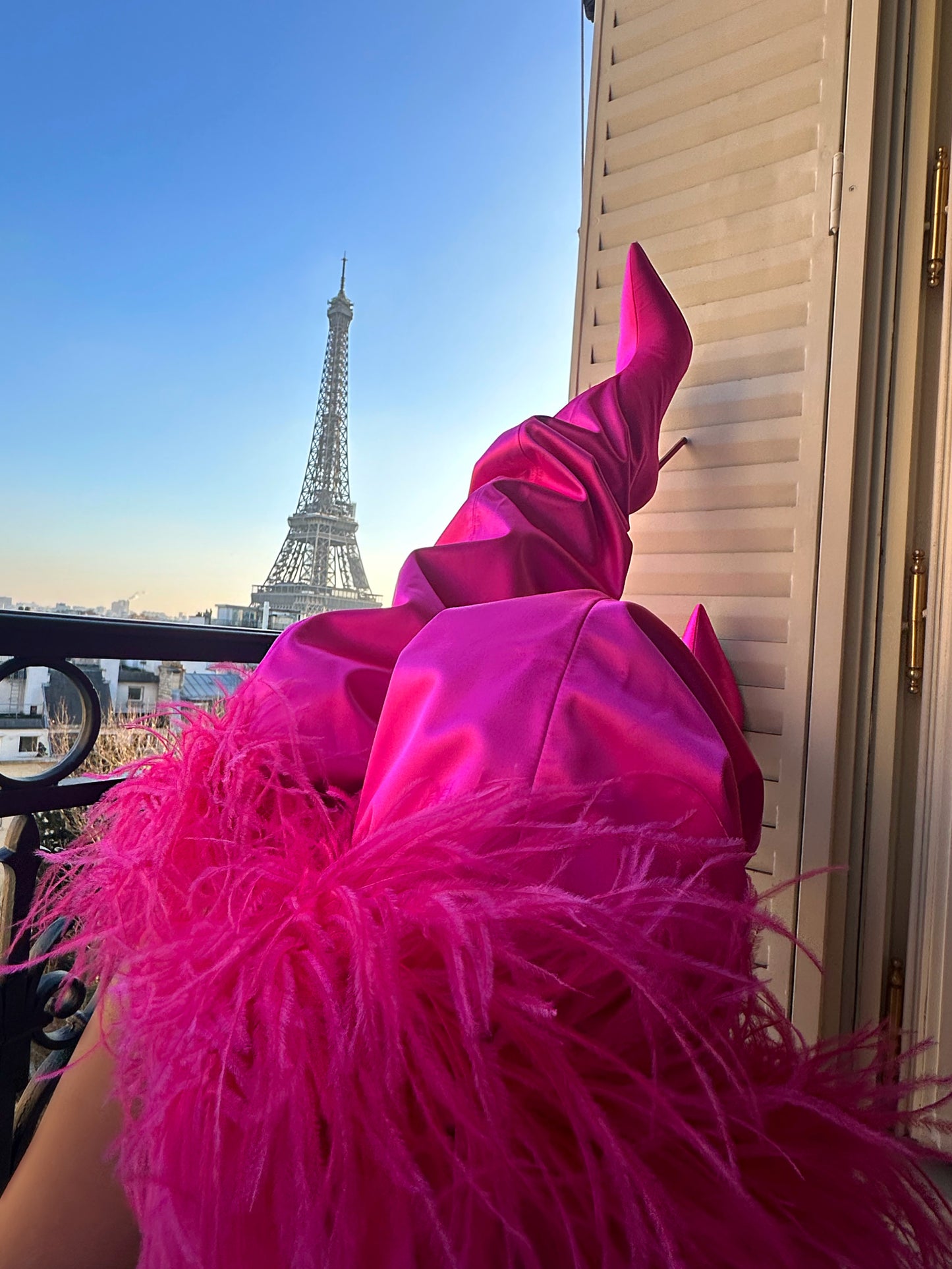 GABOR PINK OSTRICH FEATHER BOOT