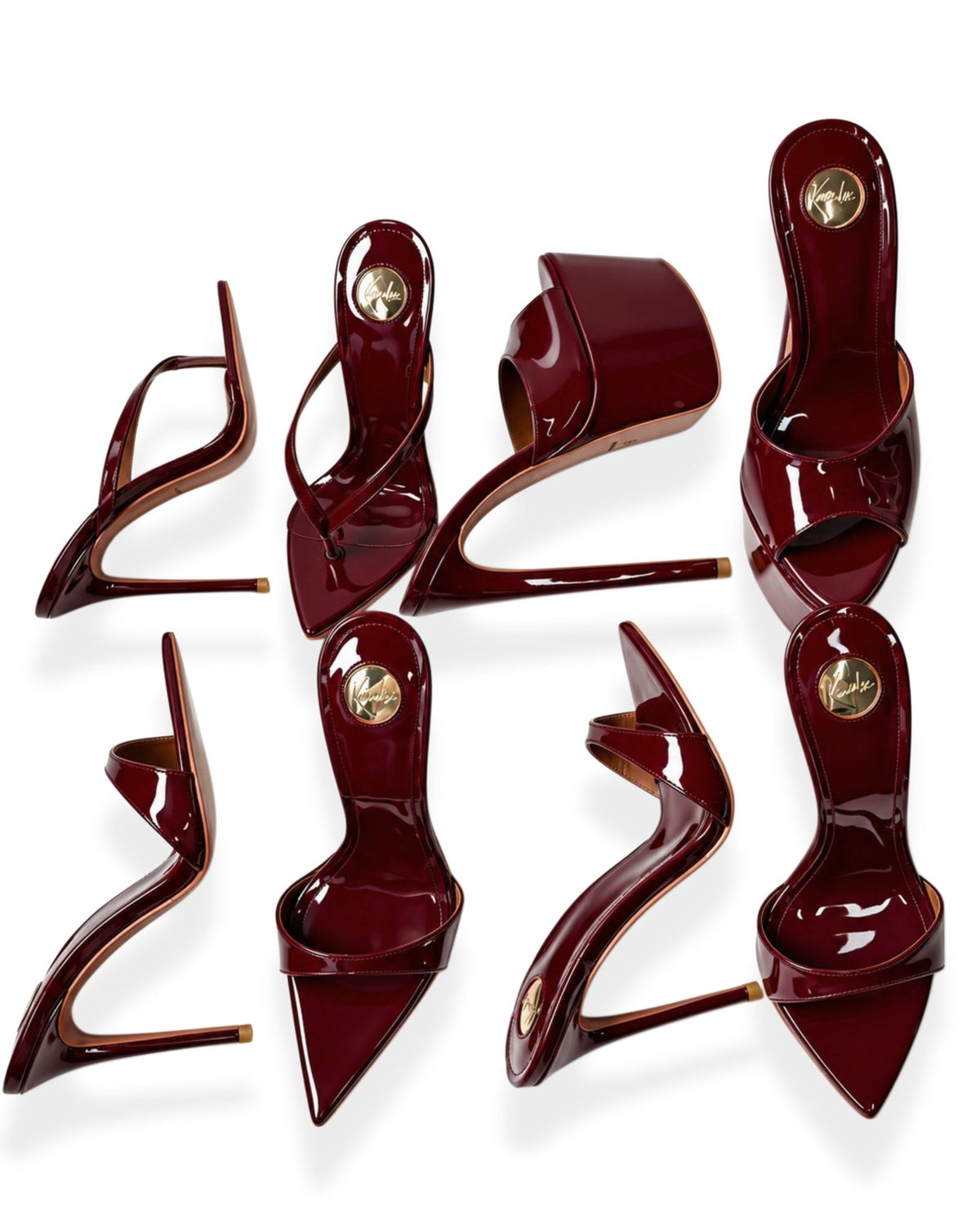 Cherry Lacquer Platform 180mm heel Mules - Kandee