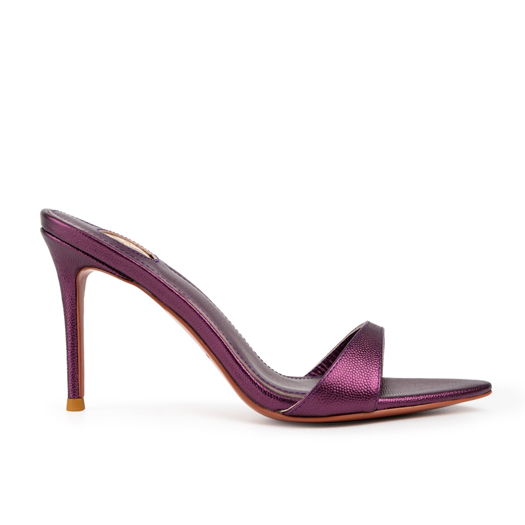 Blackcurrant Caviar Leather Mules 90mm - Kandee