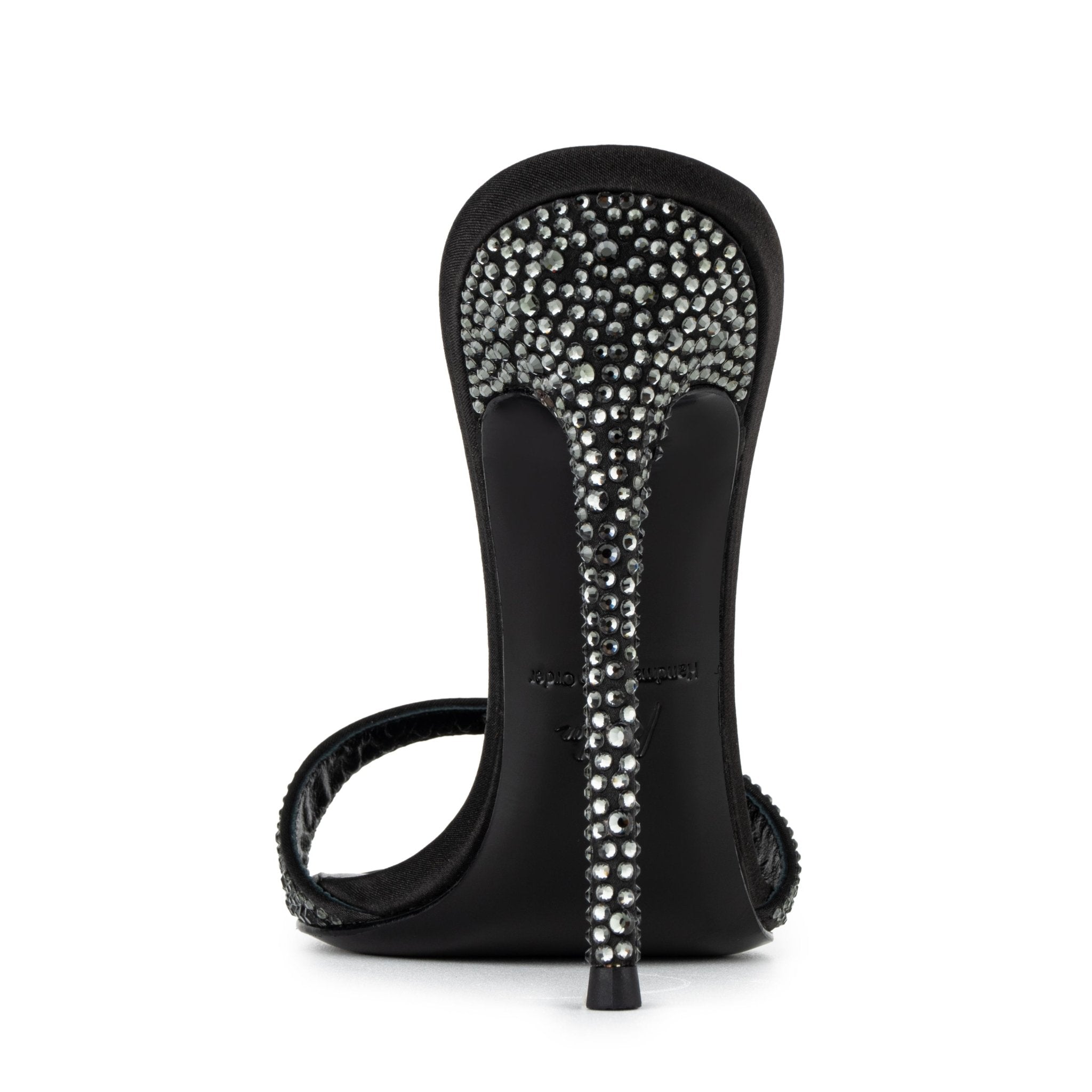 Black Caviar Crystal Leather Mules 120mm - Kandee