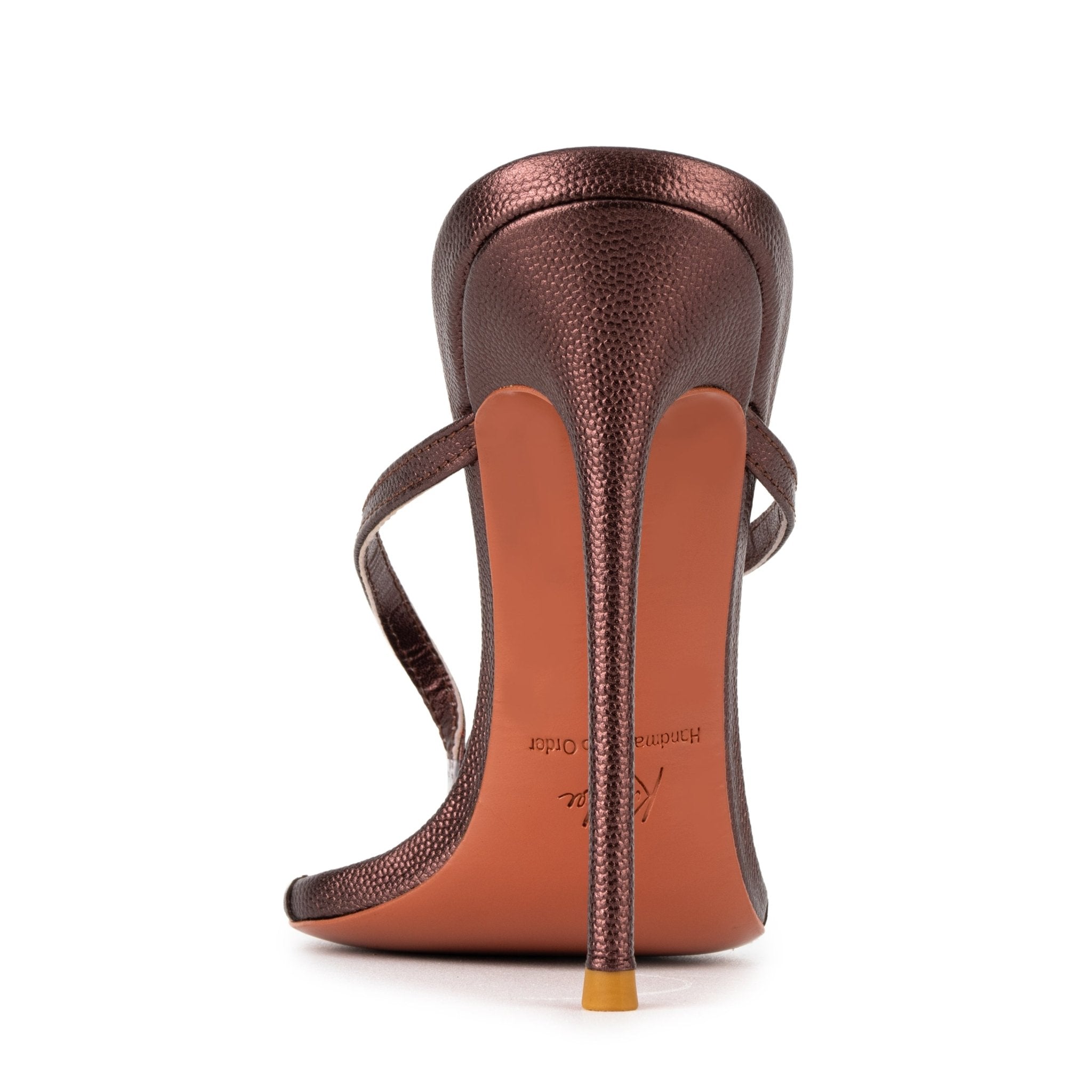 Chocolate Caviar Leather Thong Sandals 120mm - Kandee