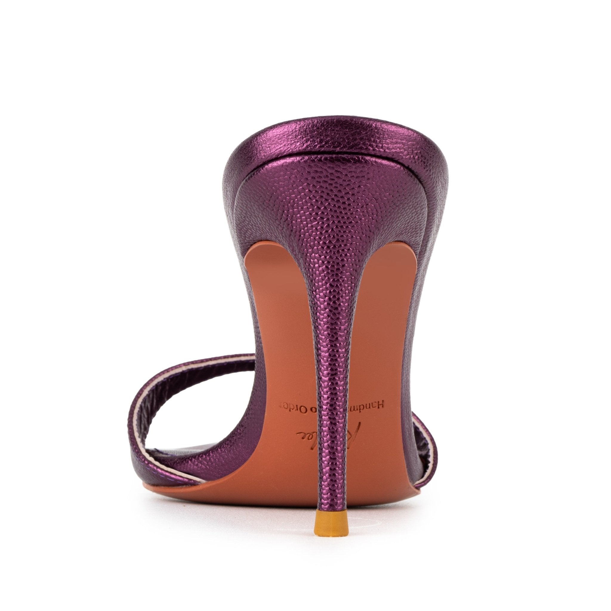 Blackcurrant Caviar Leather Mules 90mm - Kandee