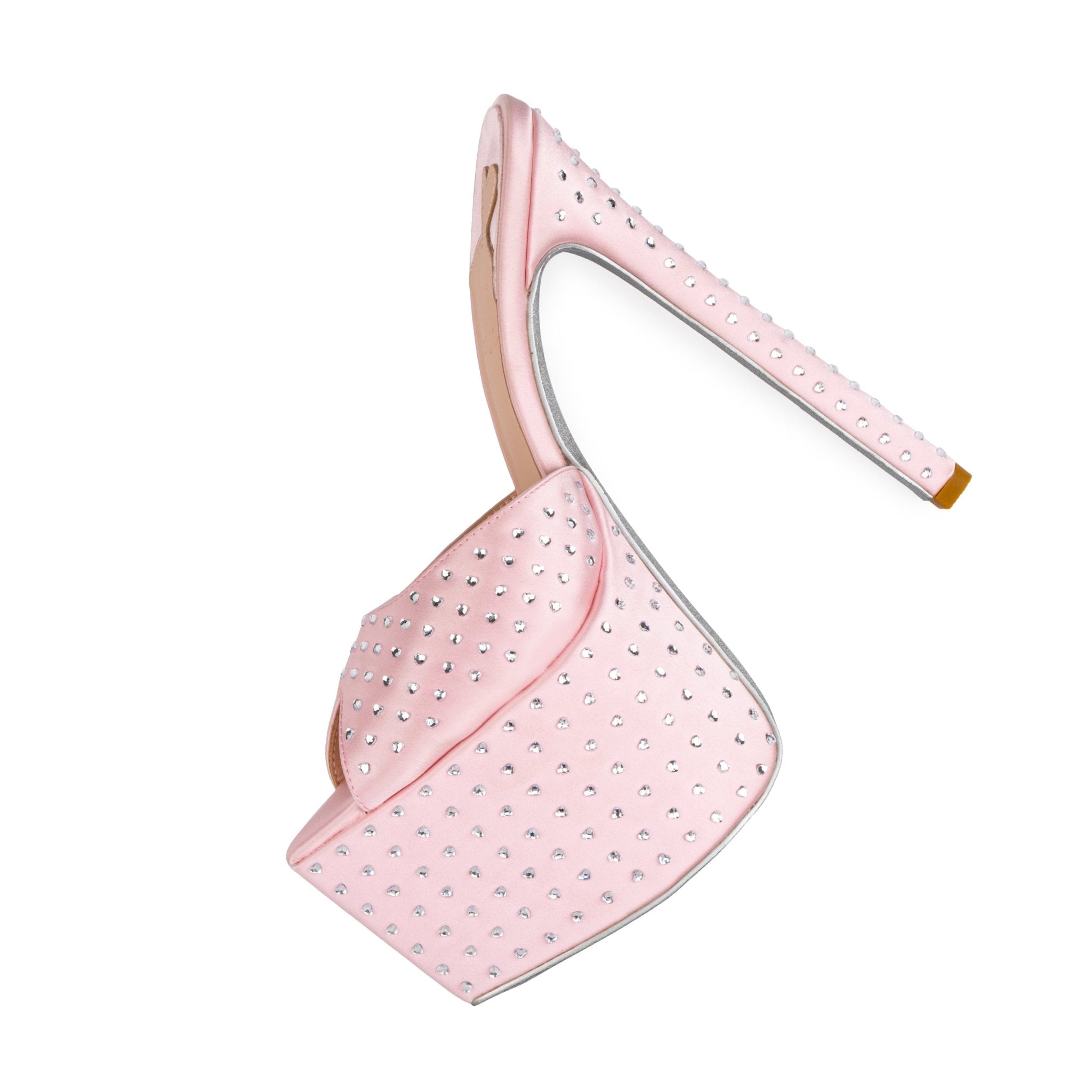 J'Adore Silk Crystal Heart Platform Mules - Kandee