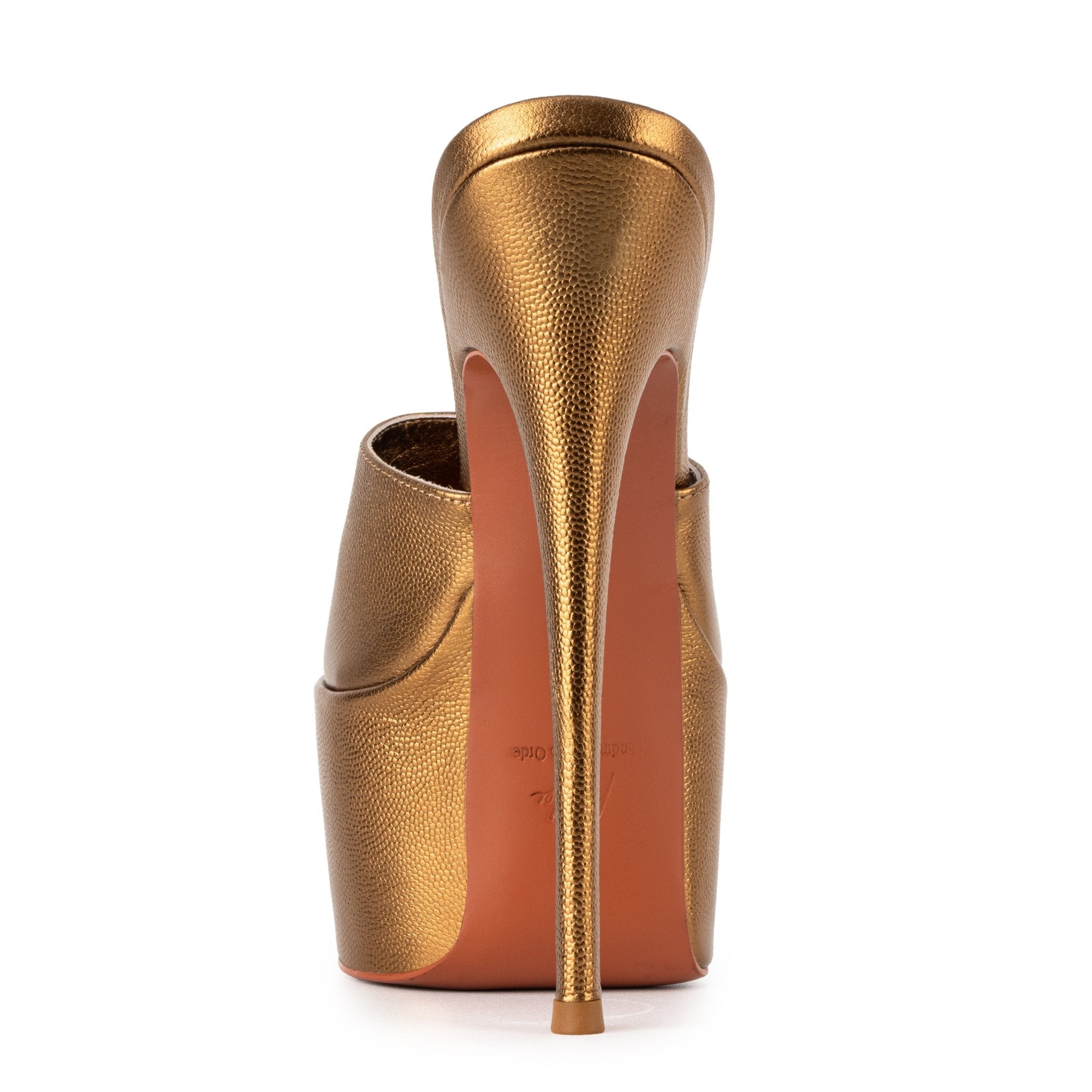 Golden Caviar Leather Platform Mules - Kandee