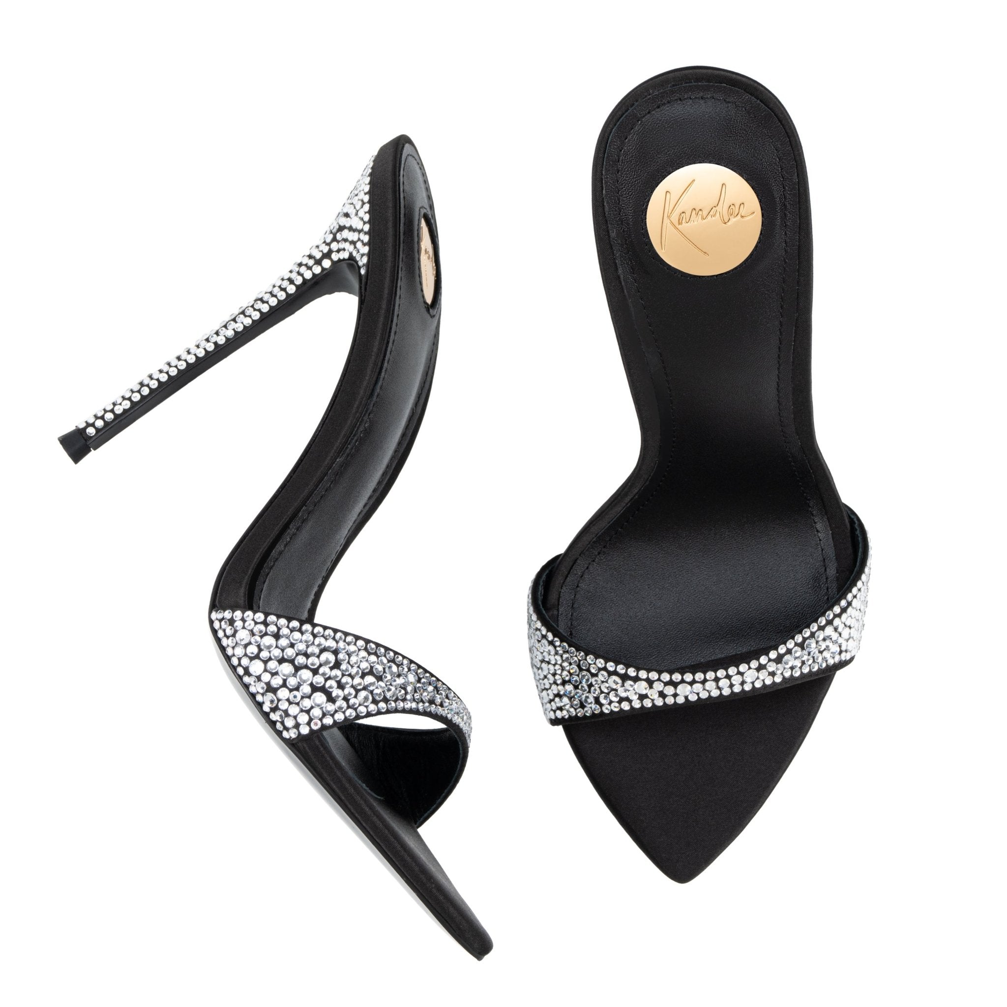 Caviar Crystal Leather Mules 120mm - Kandee