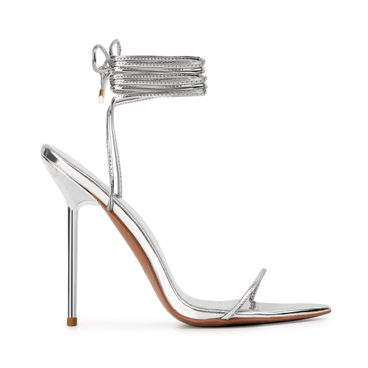 SILVER PATENT MIRROR SANDALS *Vegan