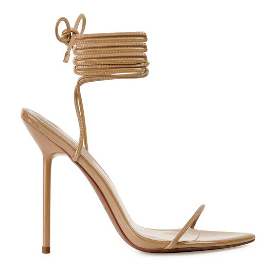 NUDE PORCELAIN PATENT SANDALS *Vegan