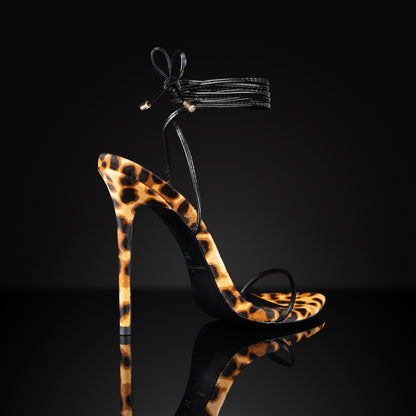 LEOPARD PRINT CALF HAIR SANDALS