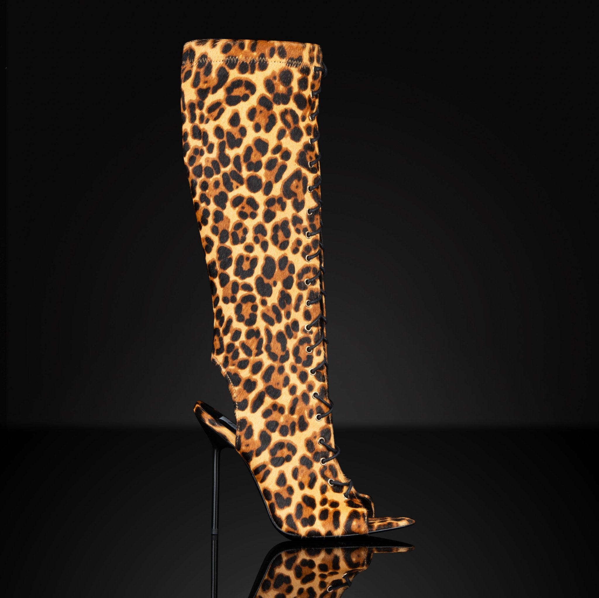 Leopard Print Calf Hair Boot Sandals - Kandee