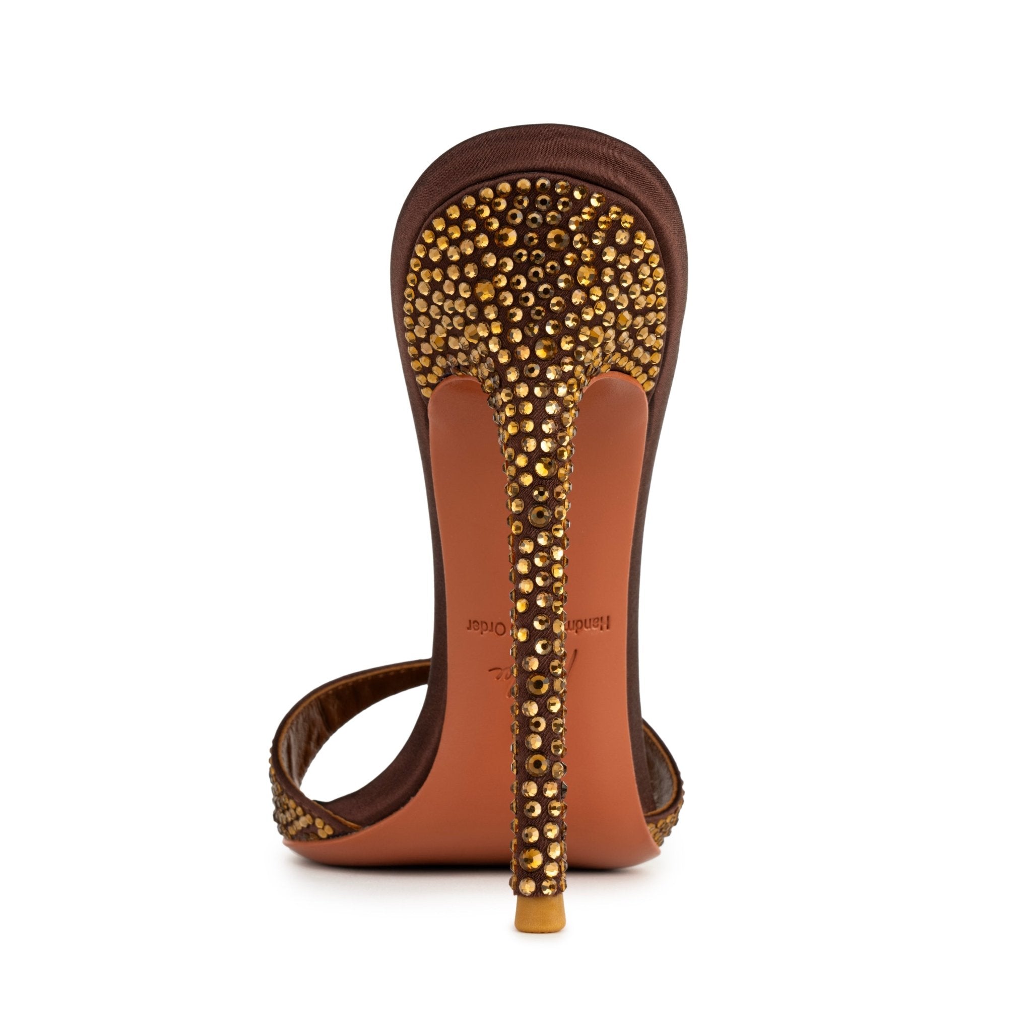 Dark Chocolate Crystal Silk Mules - Kandee