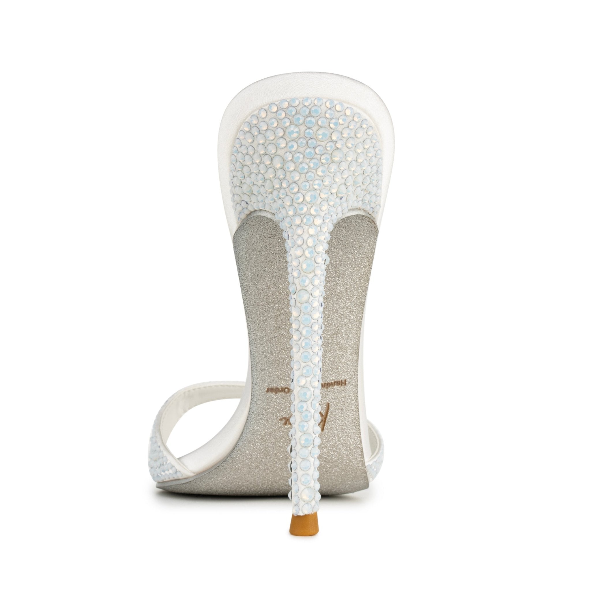 White Opal Crystal Silk Mules - Kandee