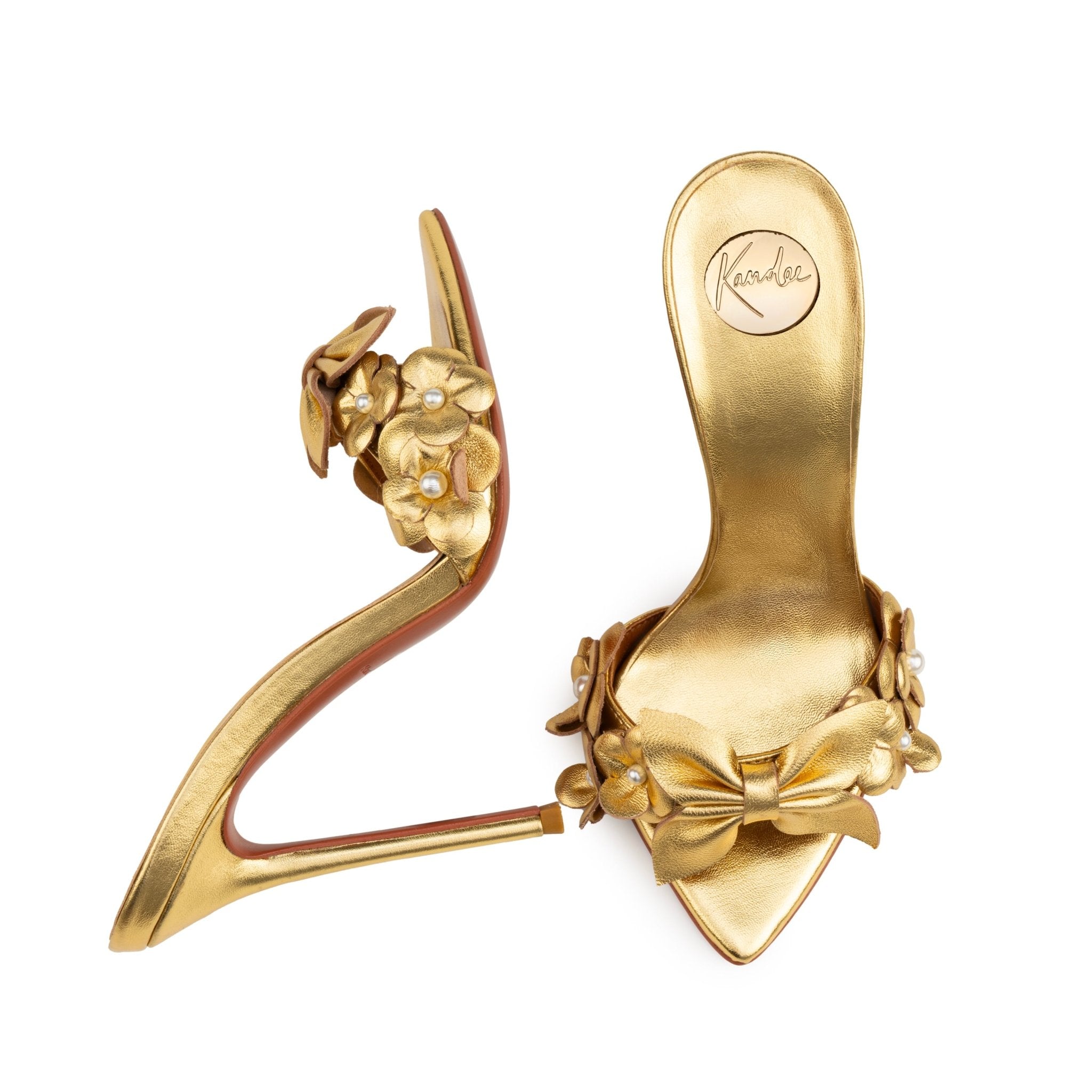 Golden Butterfly Leather Mules - Kandee