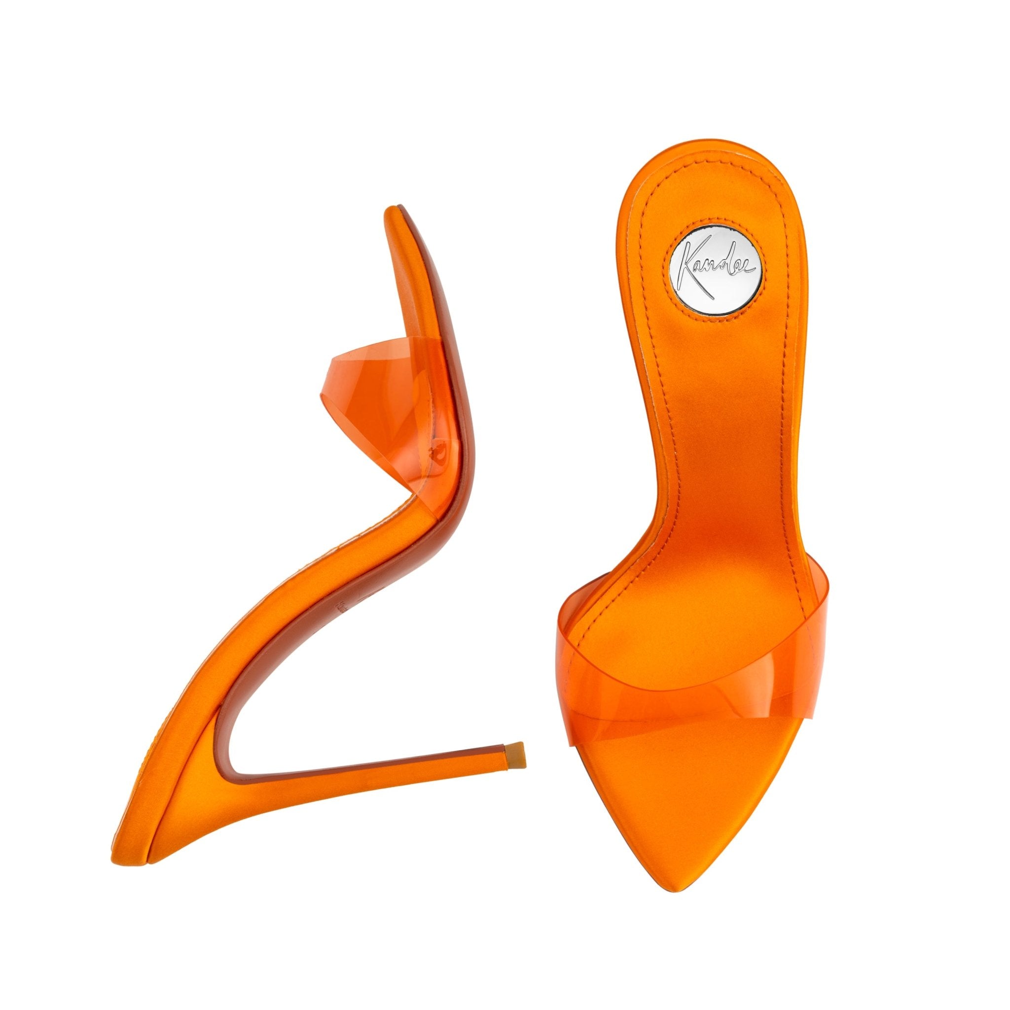 Orange Semi transparent PVC Mules - Kandee