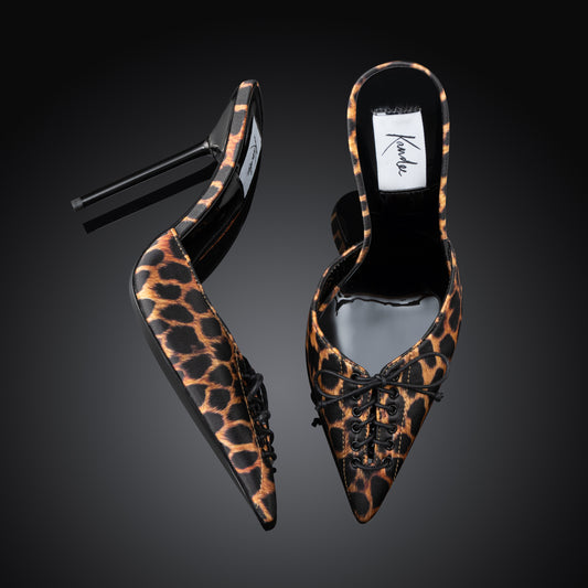 LEOPARD SATIN LACE MULES