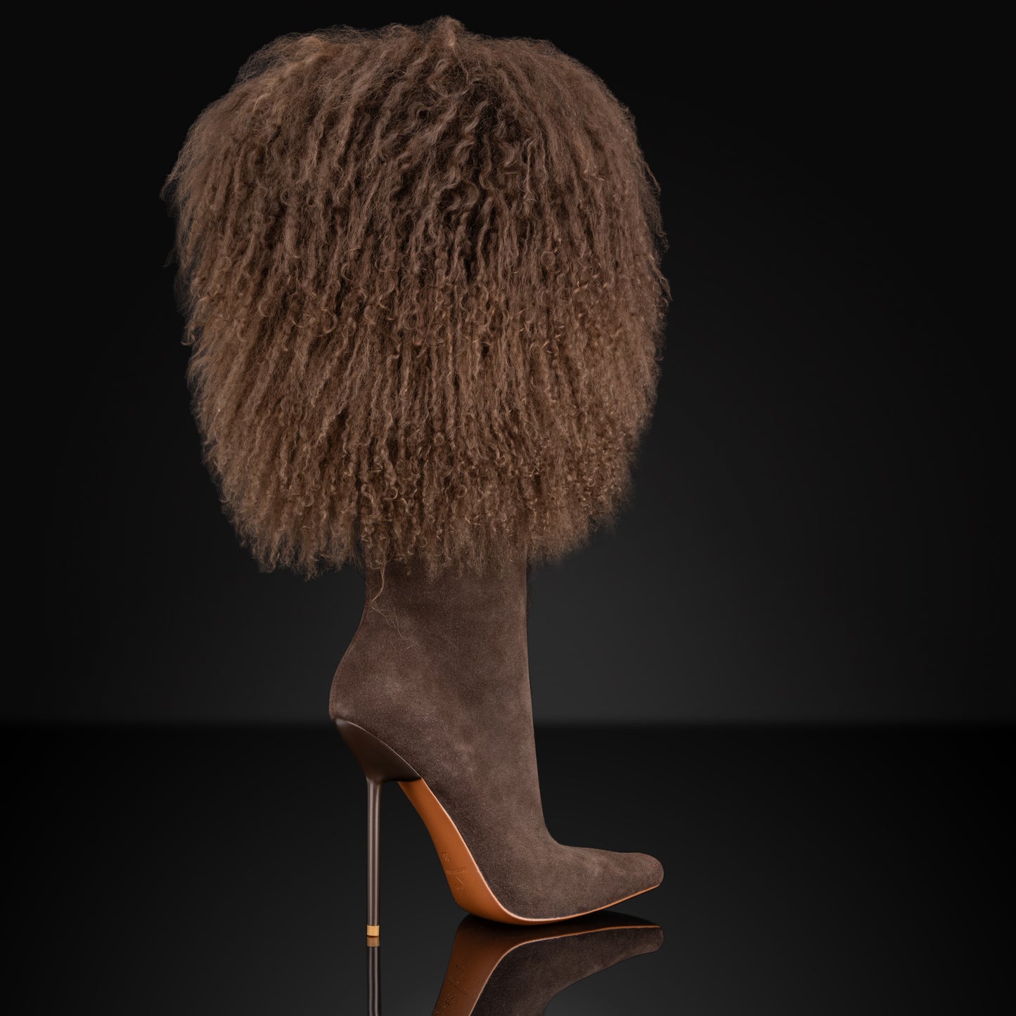 CHOCOLATE MONGOLIAN SHEARLING SUEDE BOOTS