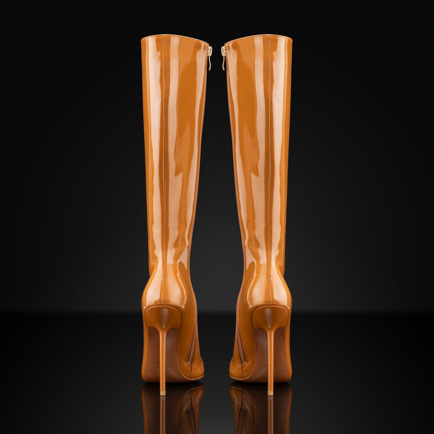 CARAMEL PATENT BOOTS