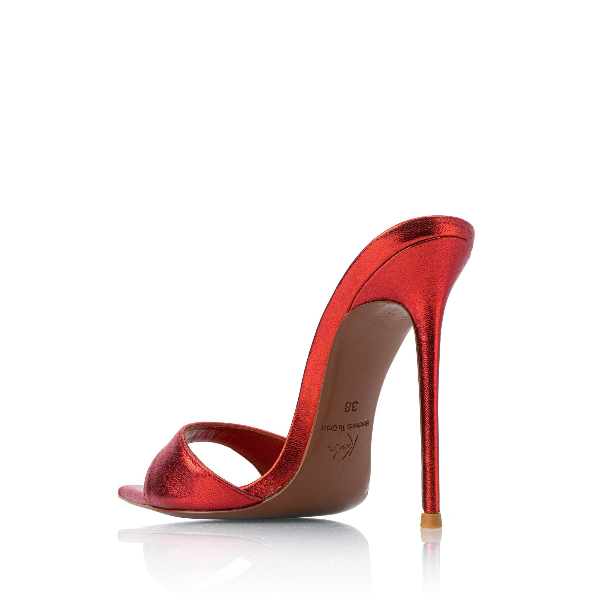 Red Metallic Leather Mules - Kandee