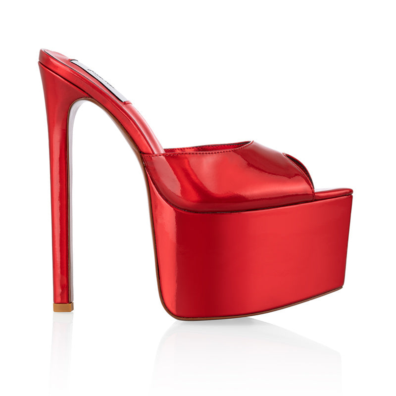 Red platform mules fashion