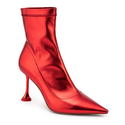 RED STRETCH HEART HEEL BOOTS