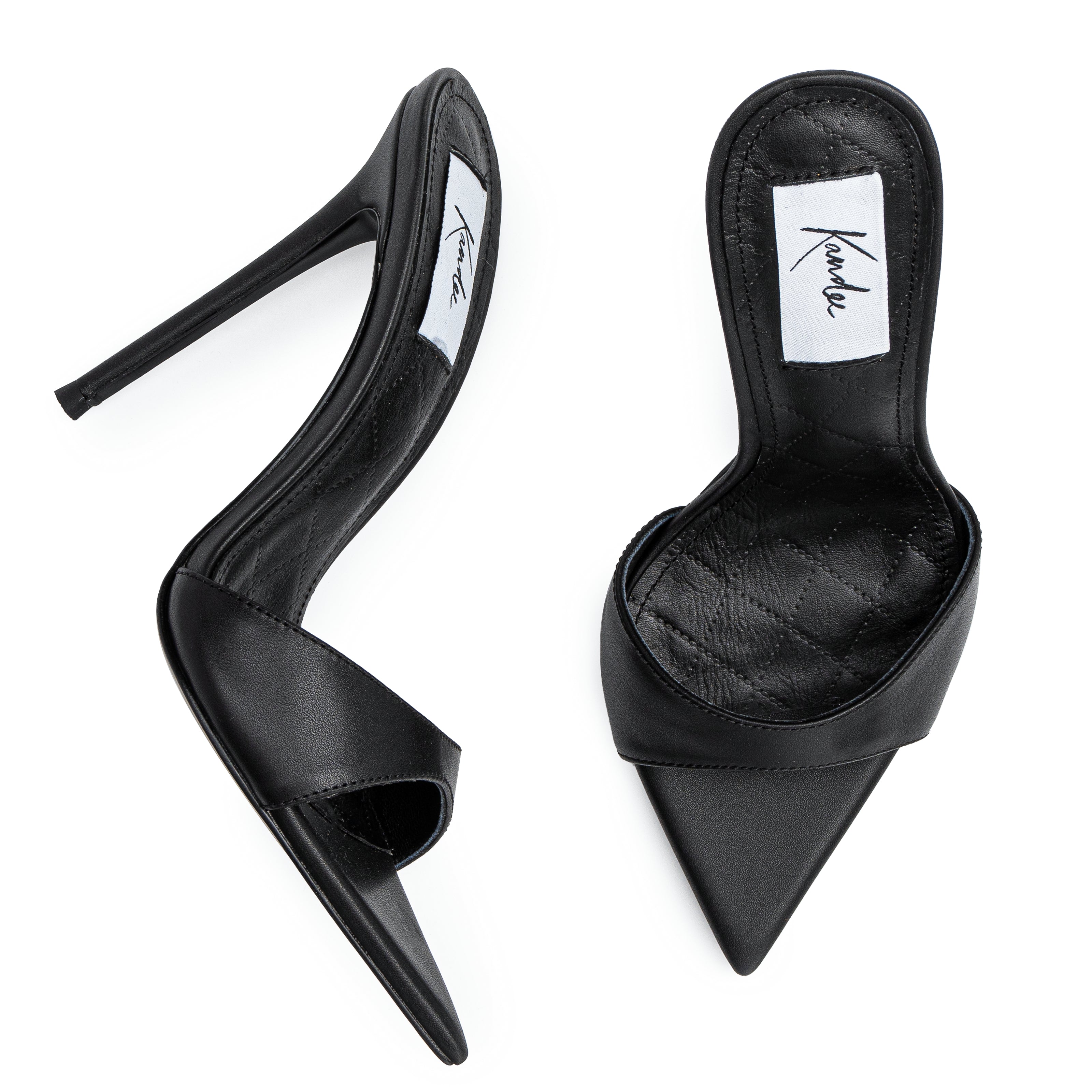 Black leather mules heel hotsell