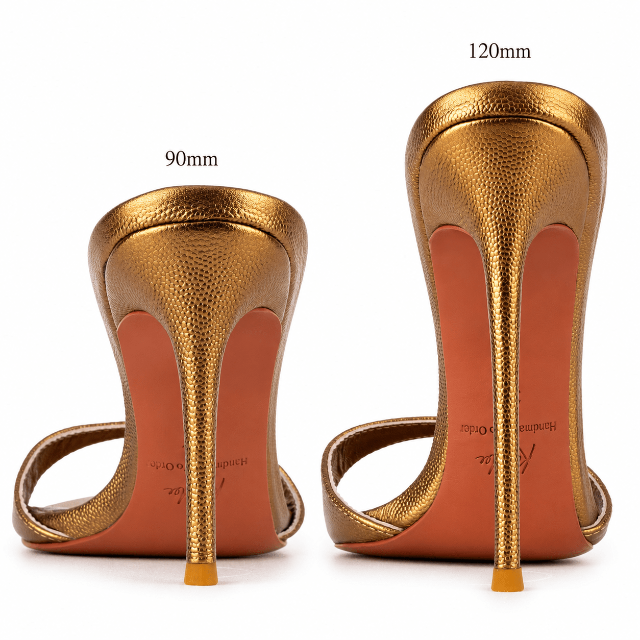 Golden Caviar Leather Mules - Kandee