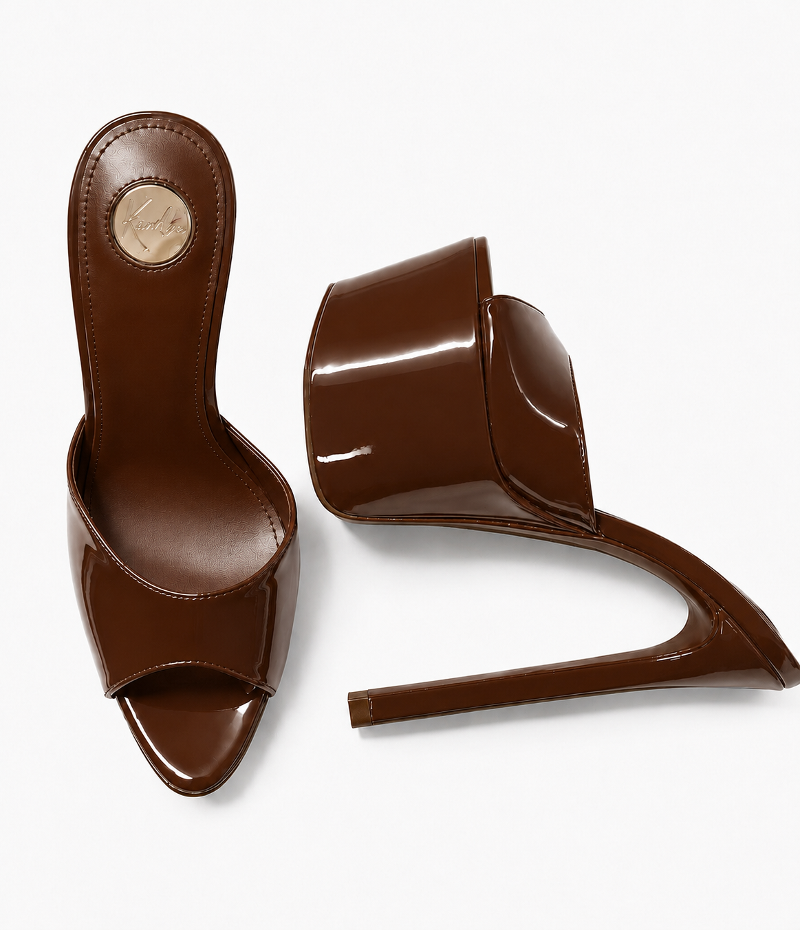 Chocolate Gloss 180mm heel Mules