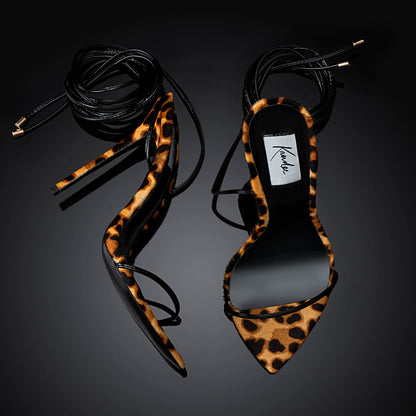 LEOPARD PRINT CALF HAIR SANDALS