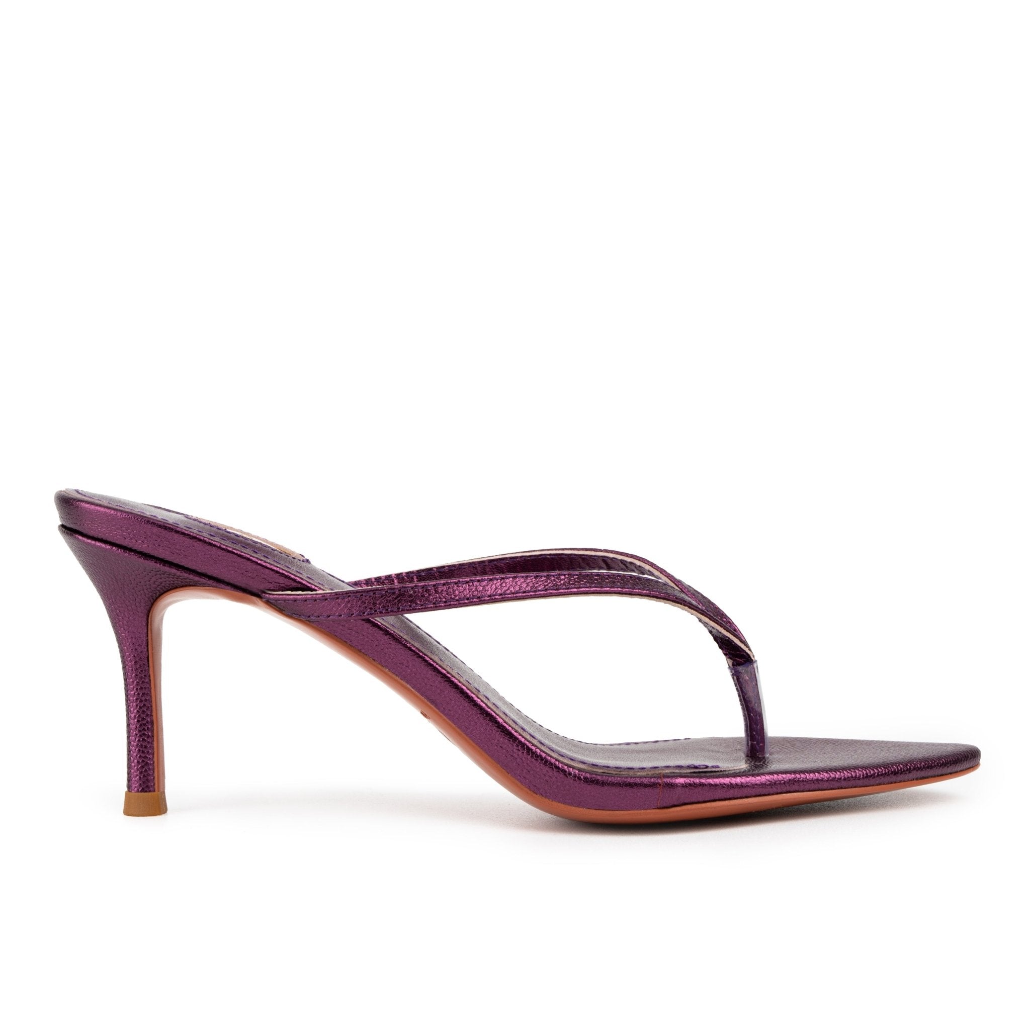 Blackcurrant Caviar Leather Thong Sandals - Kandee