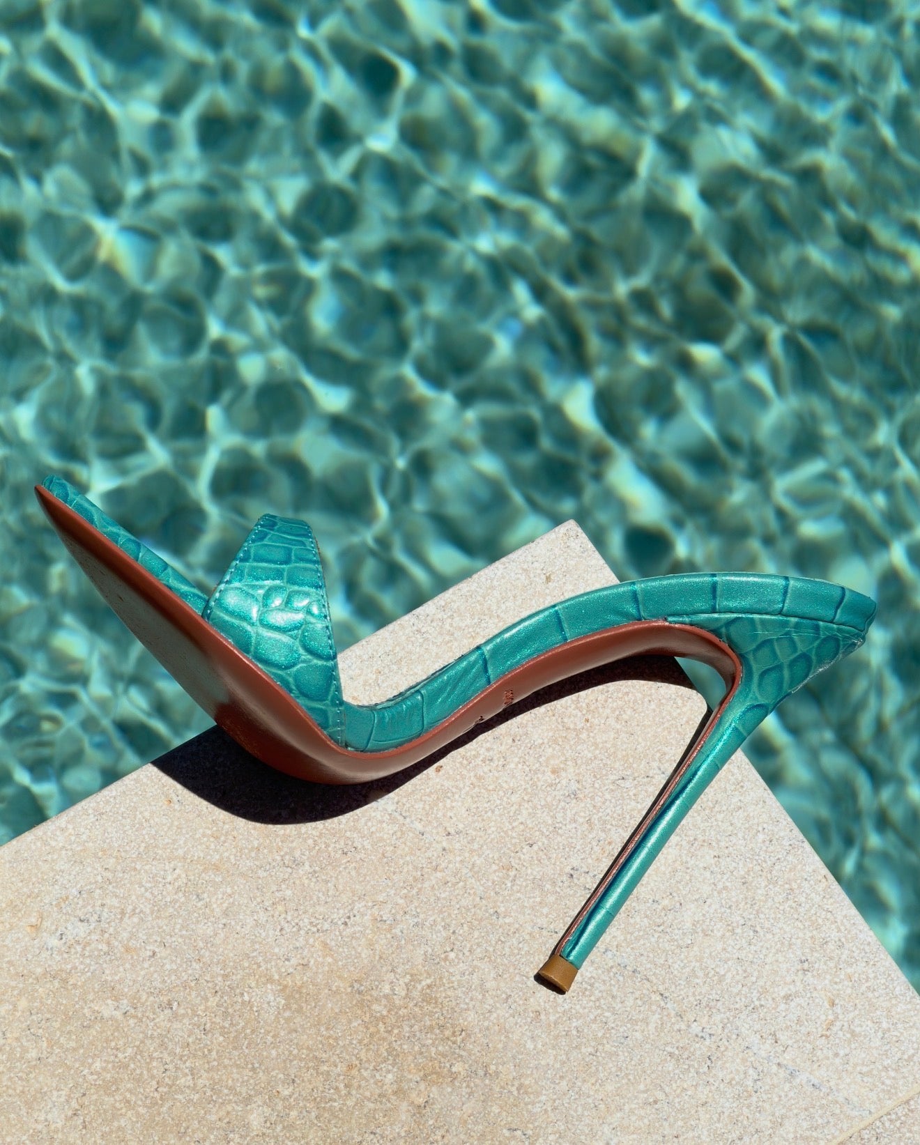 Iridescent Lagoon Croc Mules