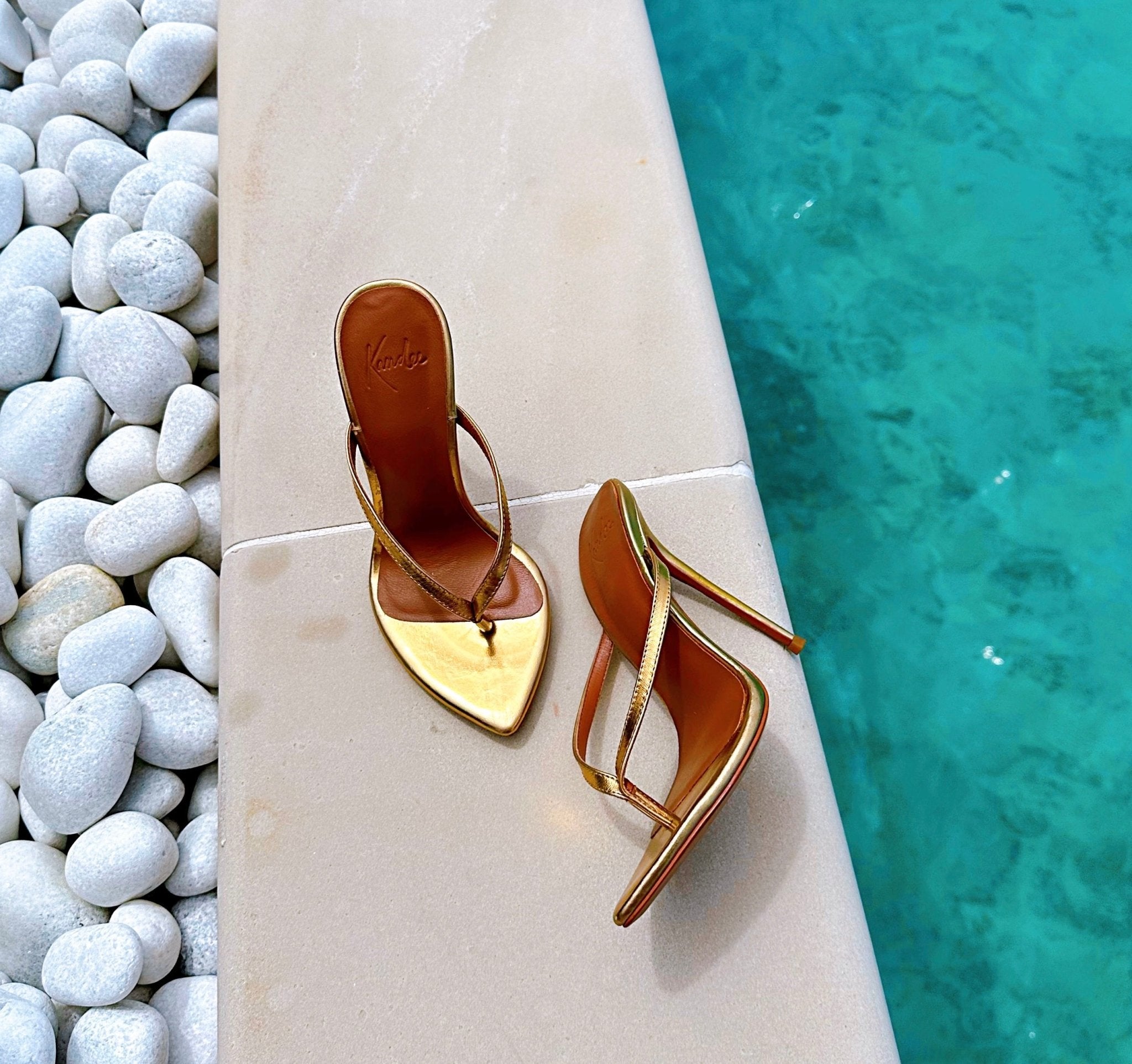 Gold Thong Sandals - Kandee