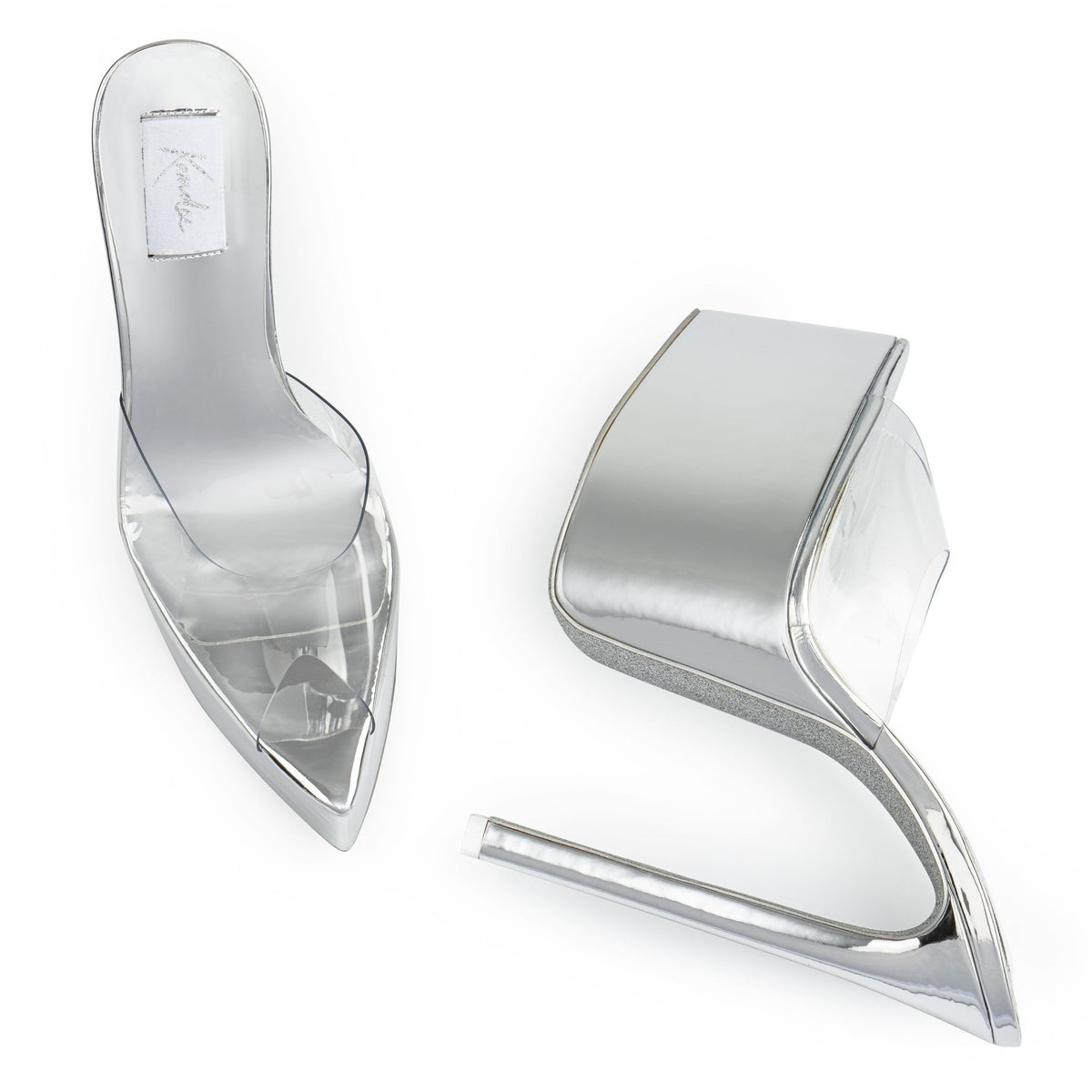 Silver Patent PVC Platform Mules | Luxe Design | Kandee
