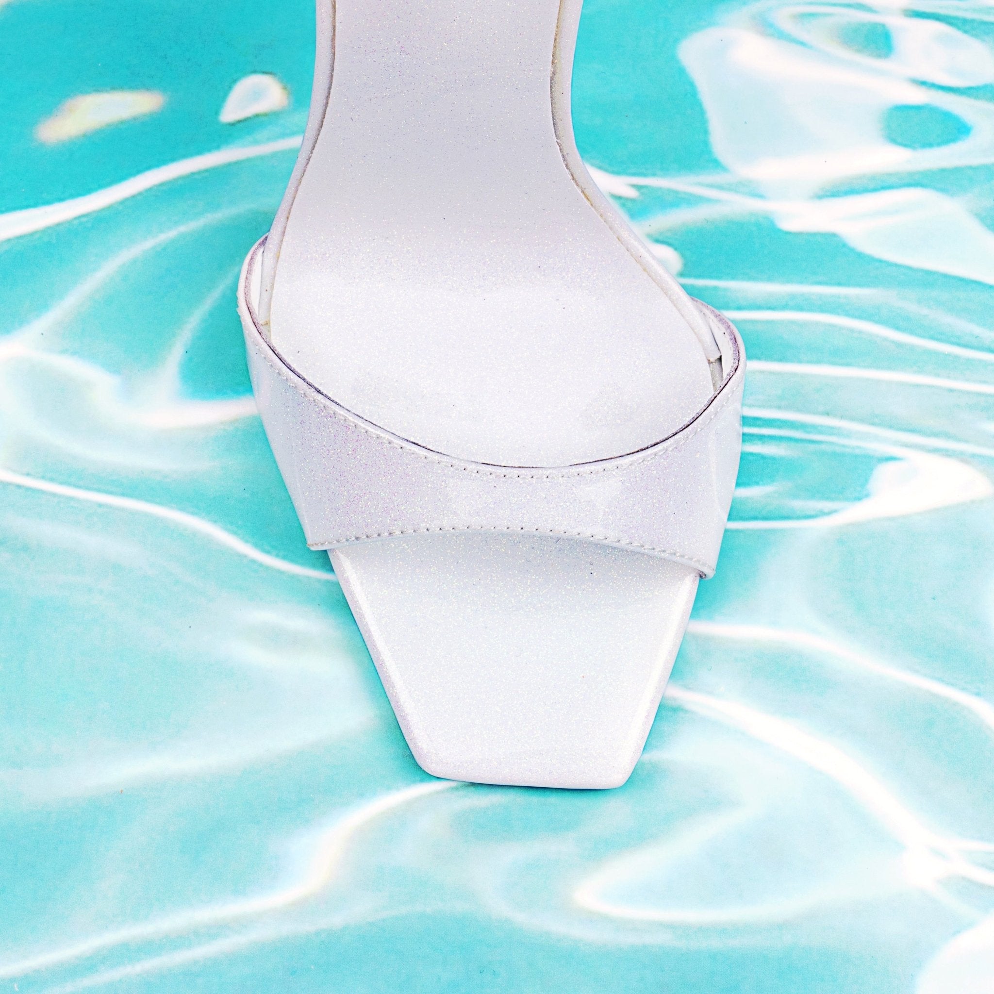 Coconut Ice Patent Glitter Leather Mules - Kandee