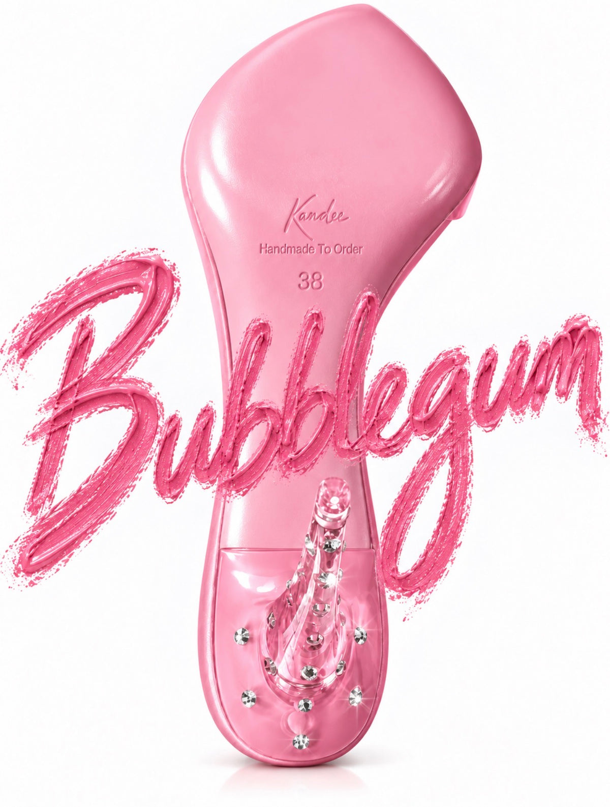 Bubblegum Pink Translucent with crystal Plexiglas Heel