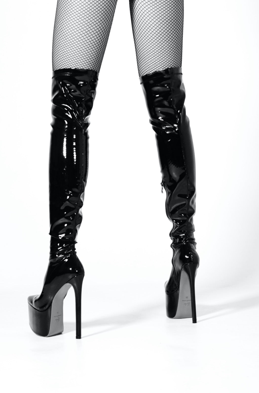 Madame Stretch Latex Thigh Platform Boot - Kandee