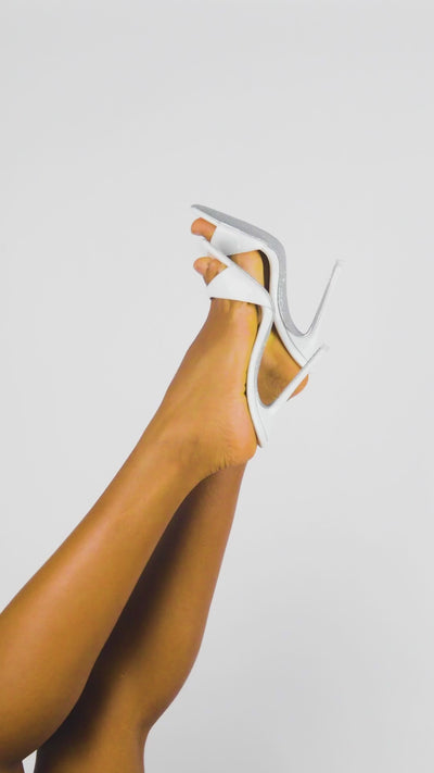 Coconut Ice patent mules with soft pink tone and elegant sparkle