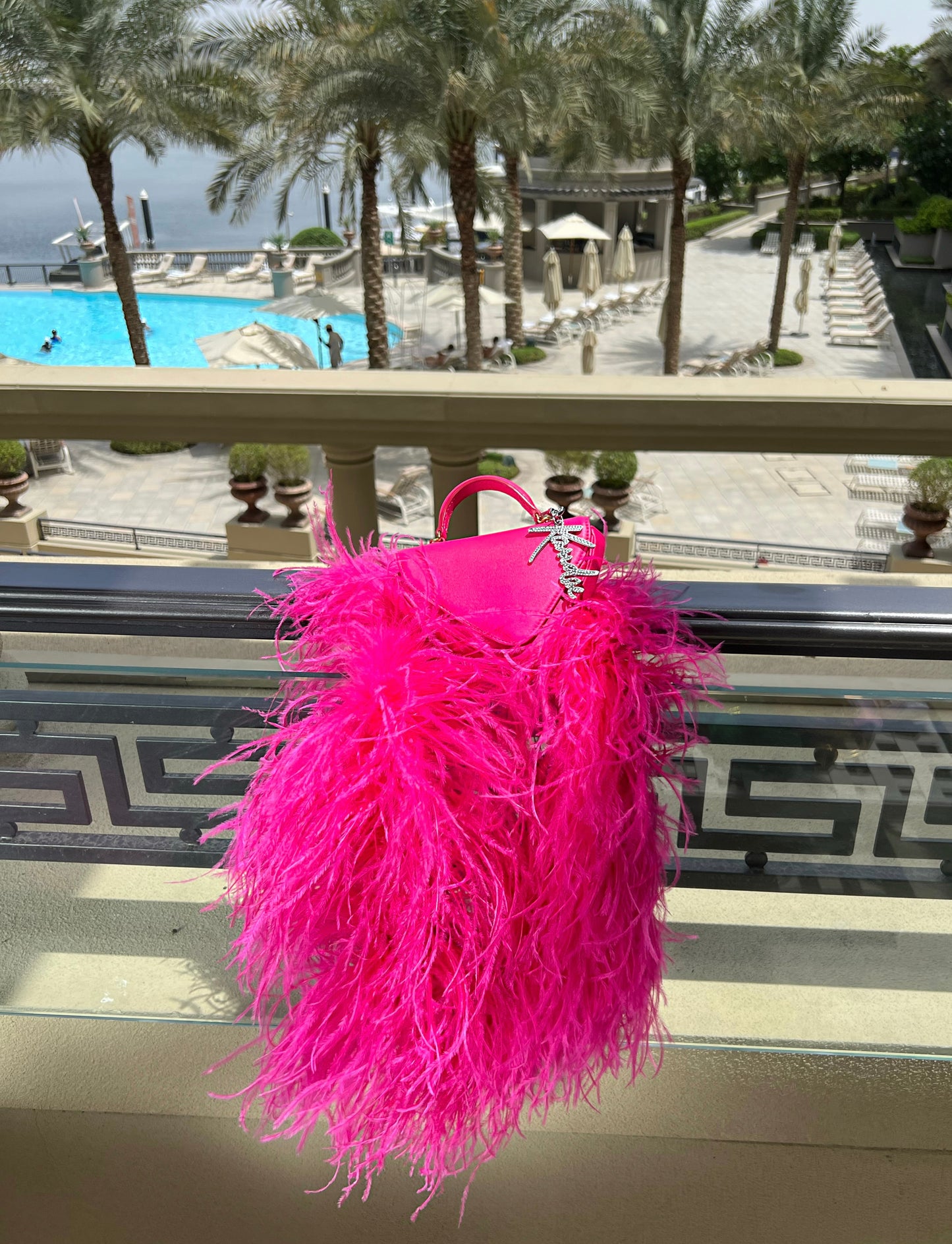 DREAM LIFE HOT PINK OSTRICH FEATHER BAG