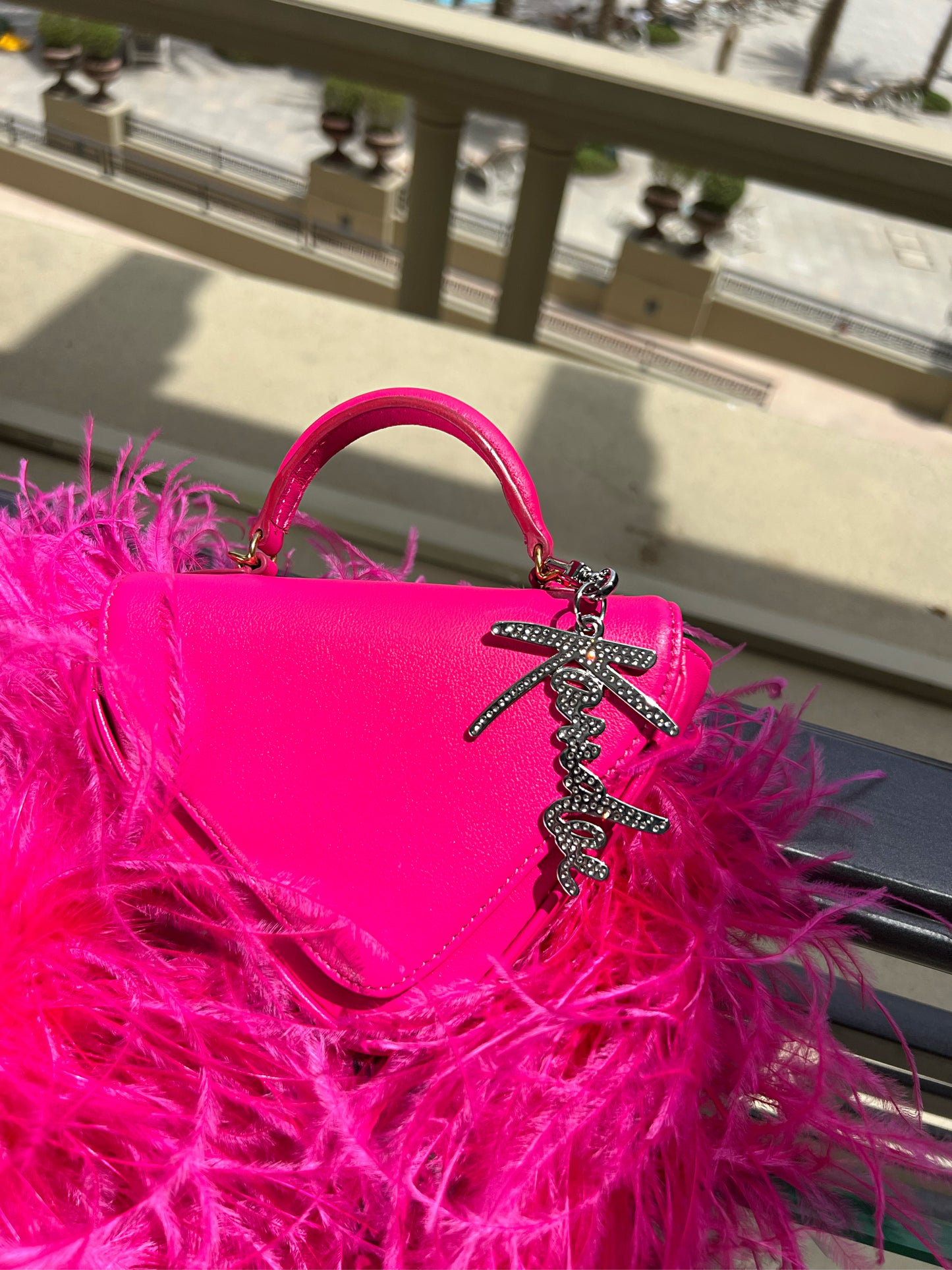 DREAM LIFE HOT PINK OSTRICH FEATHER BAG