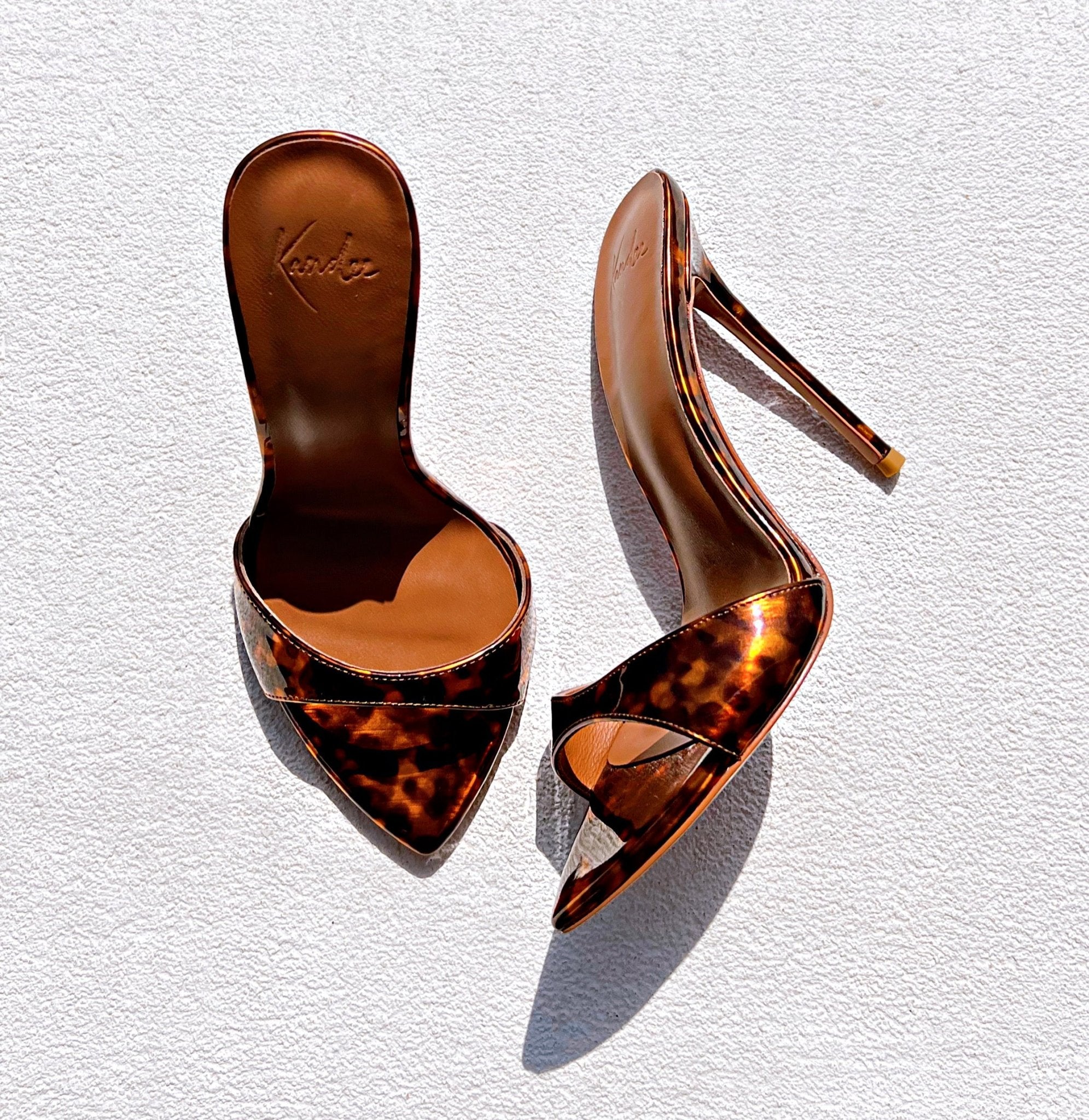 Tortoise Gloss Mules - Kandee