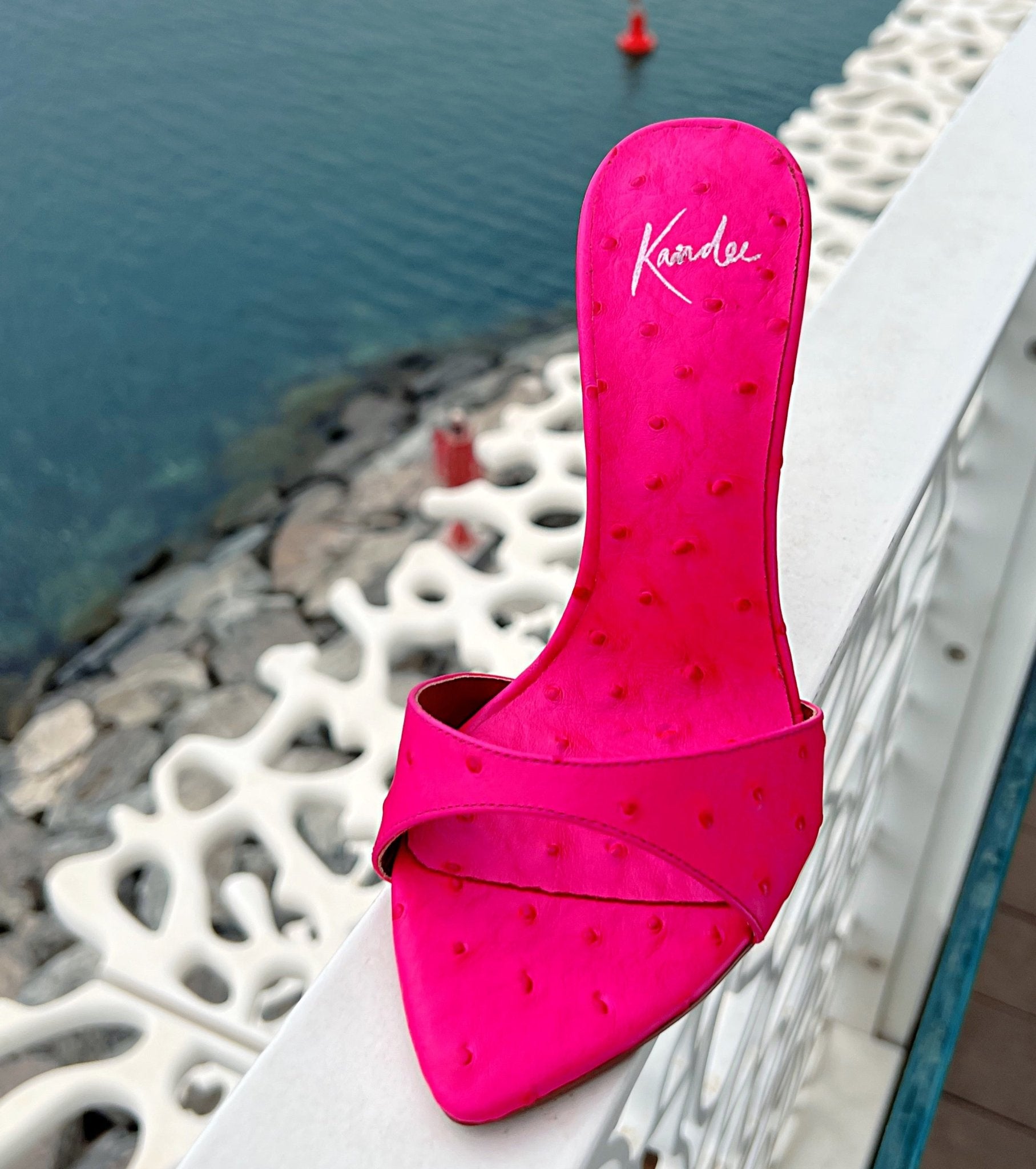 Rose Shocking Ostrich Mules - Kandee