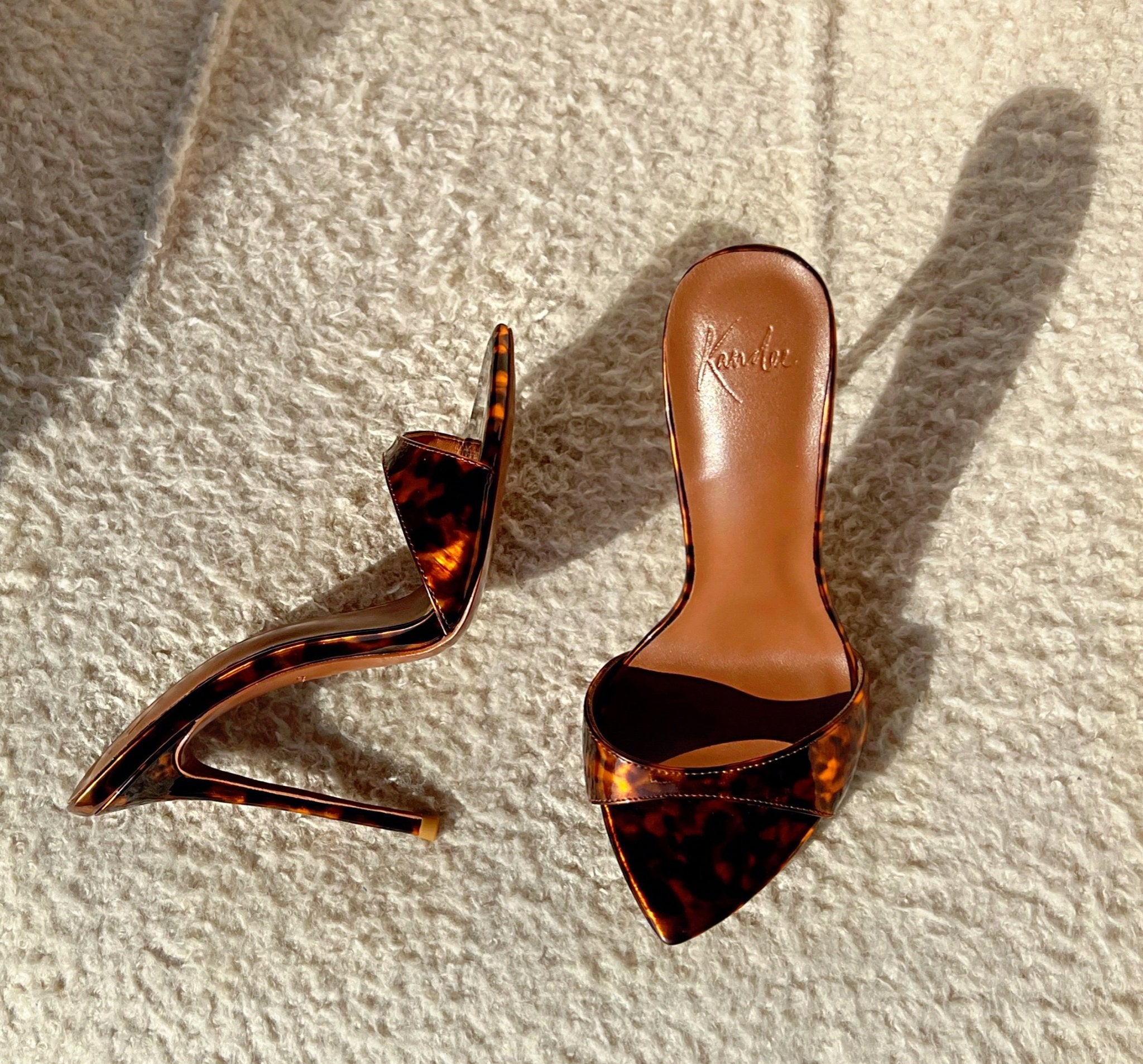 Tortoise Gloss Mules - Kandee