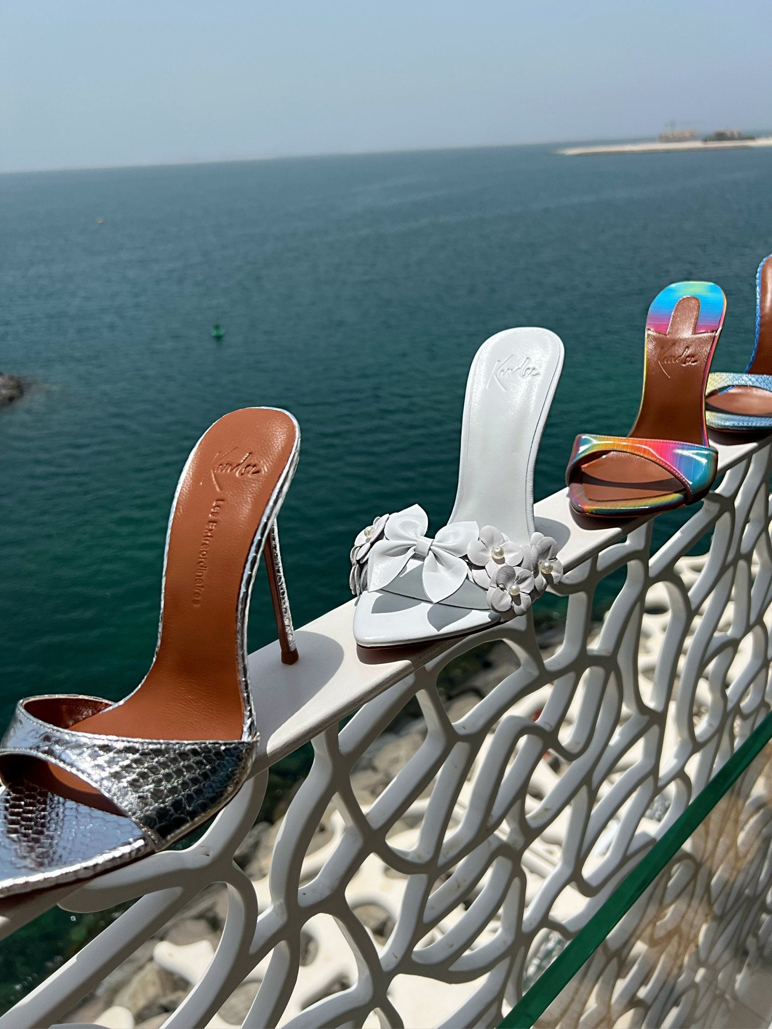 Mariah Butterfly White Leather Mules - Kandee