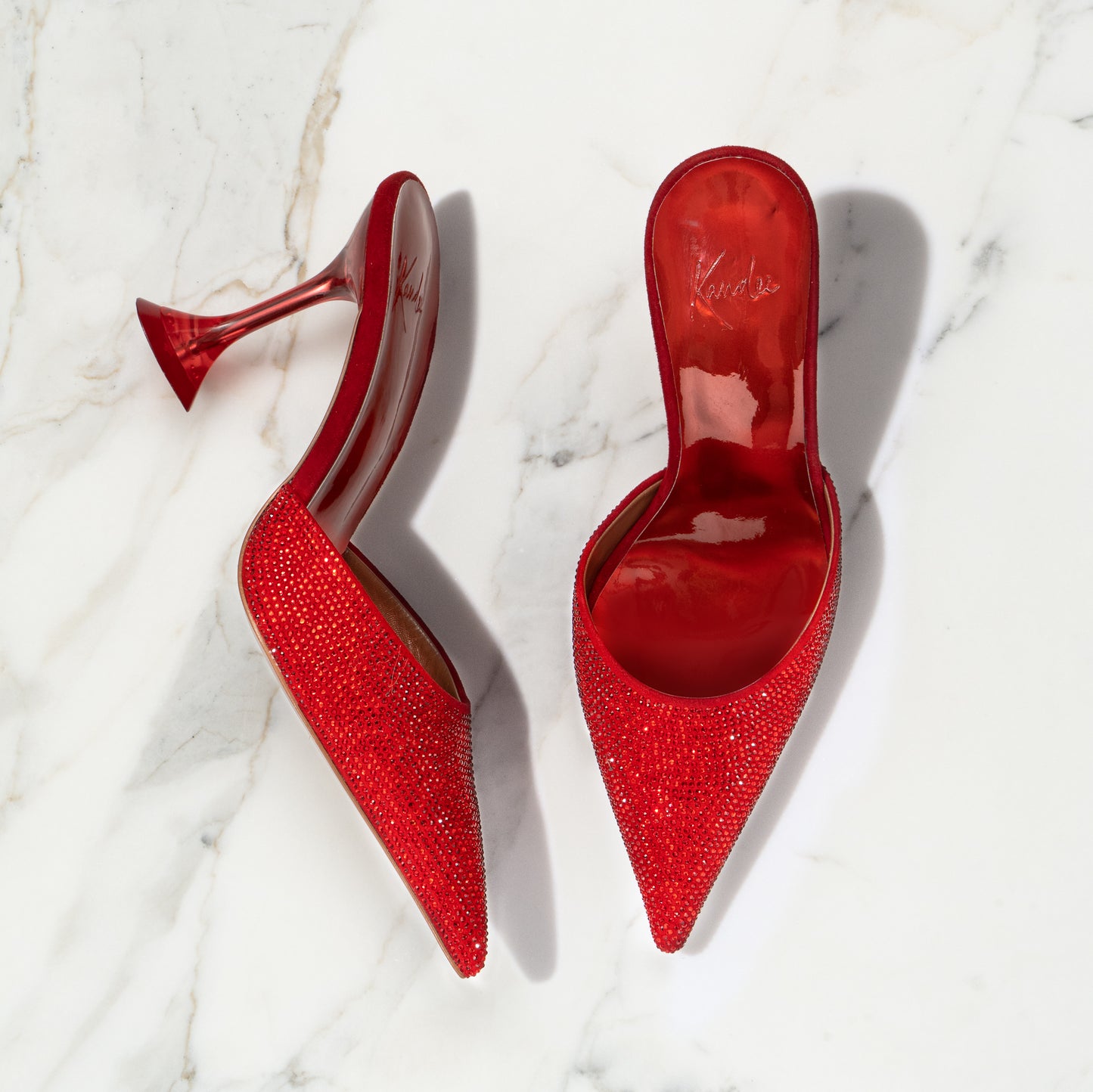 RED CRYSTAL STRASS HEART MULE